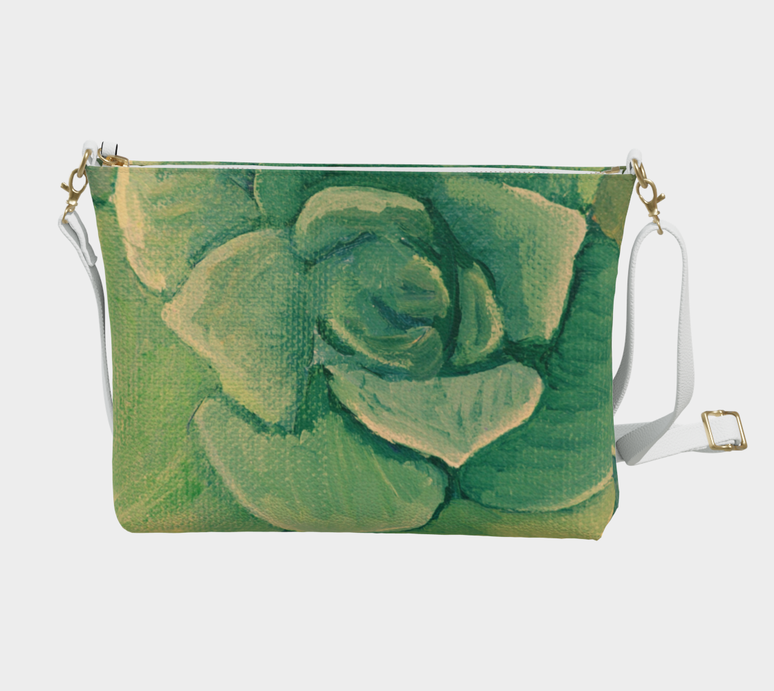 Succulent Green Vegan Leather Crossbody Purse