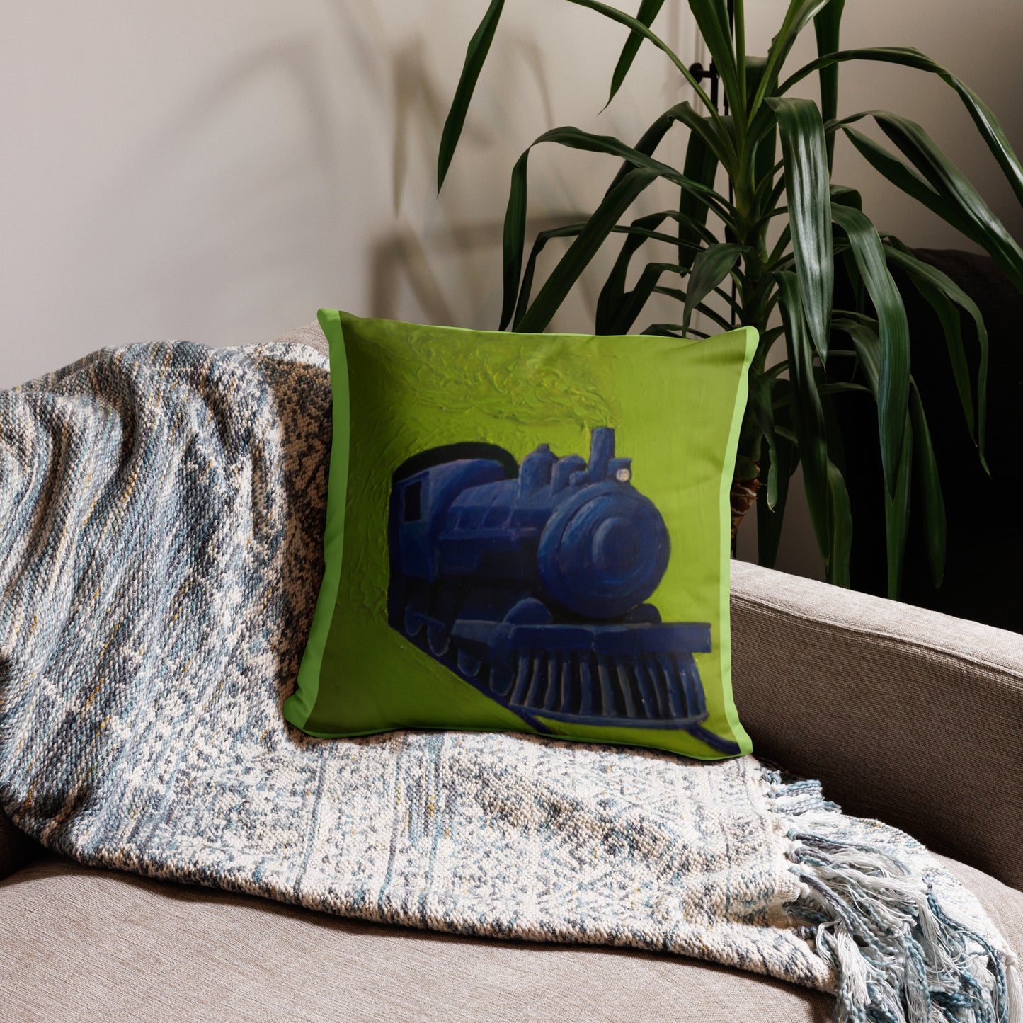 Blue Train Basic Pillow