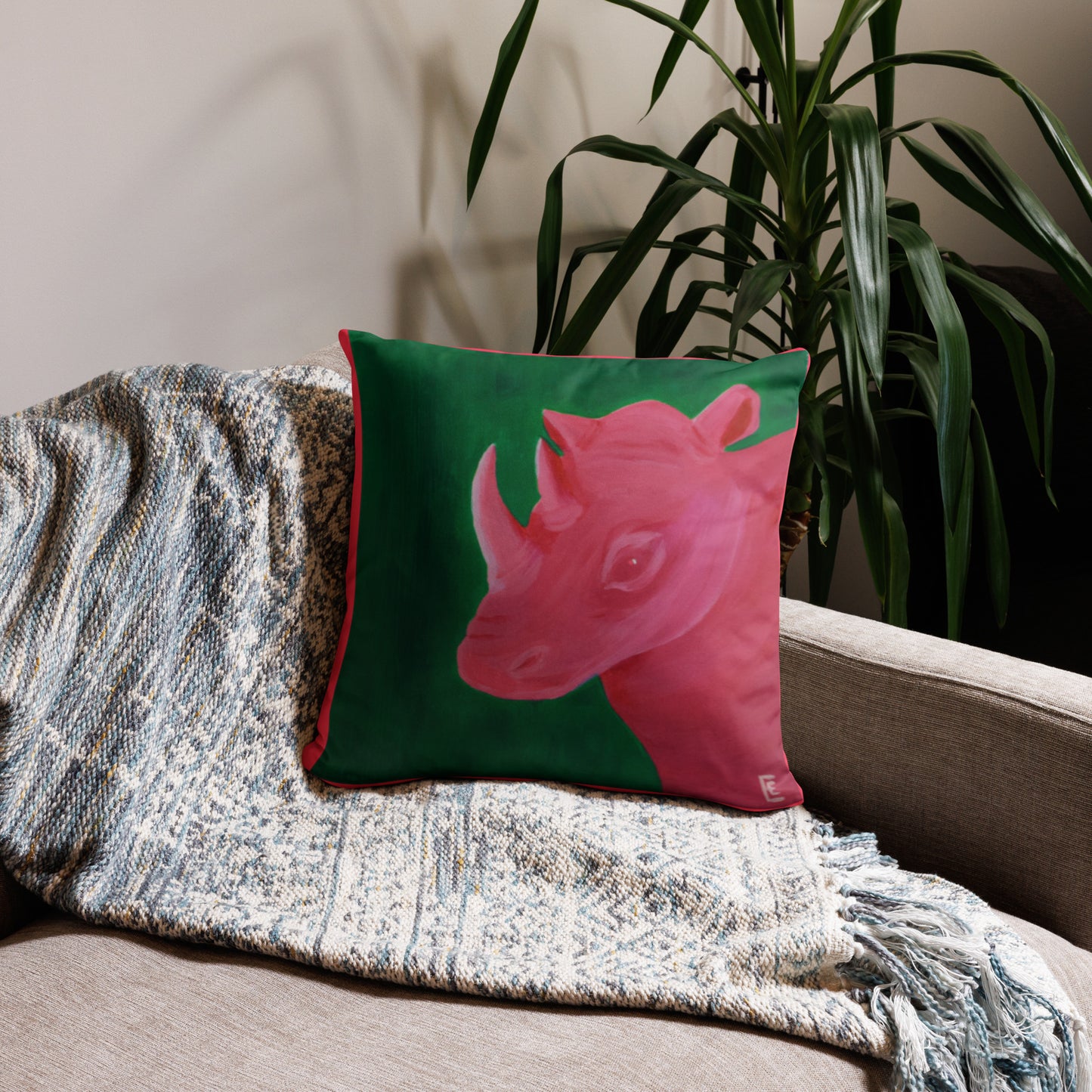 Watermelon Rhino Basic Pillow