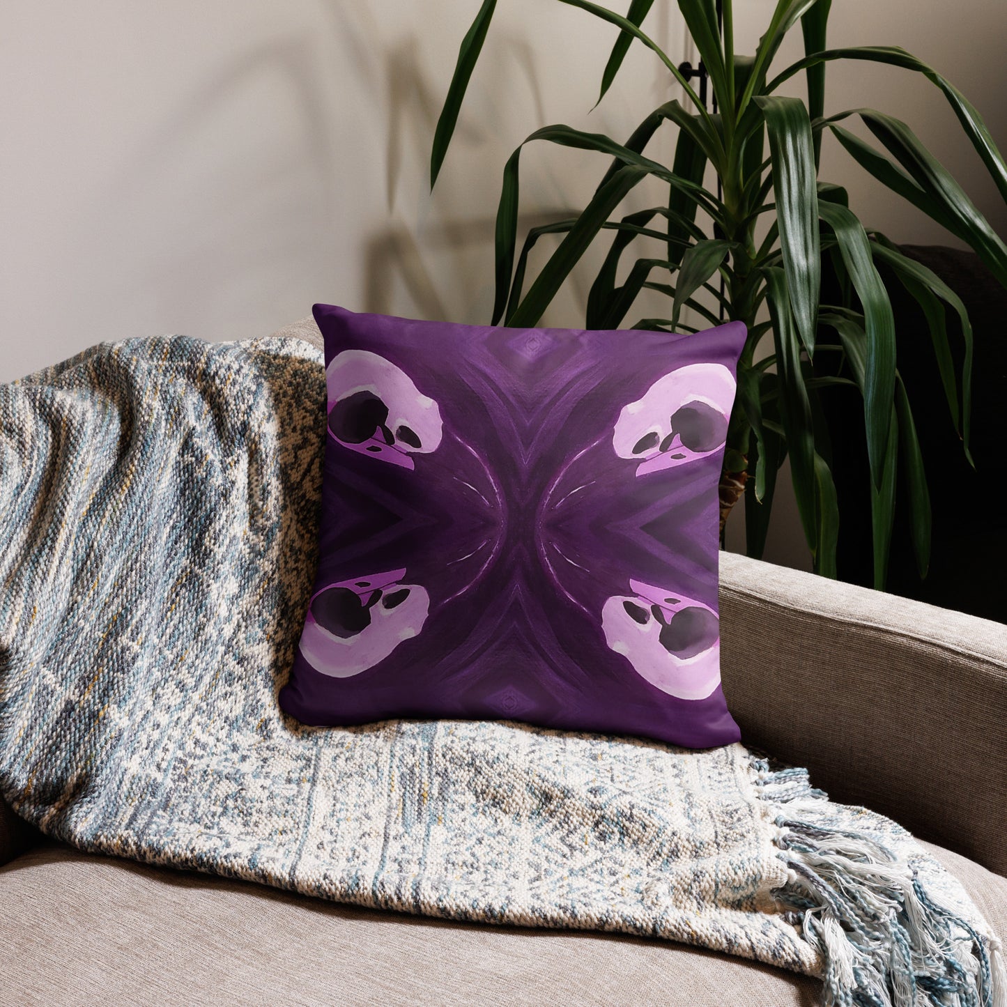 Raven Skull Pillow