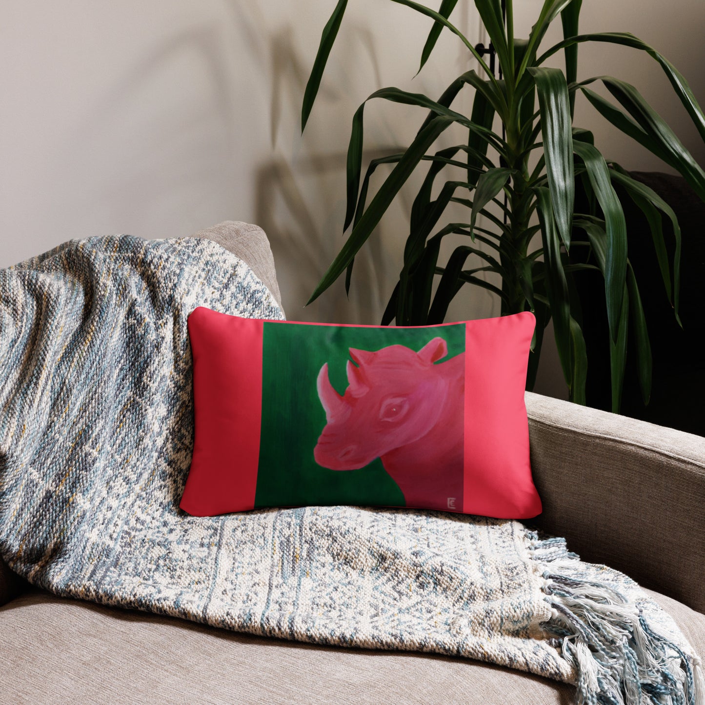 Watermelon Rhino Basic Pillow