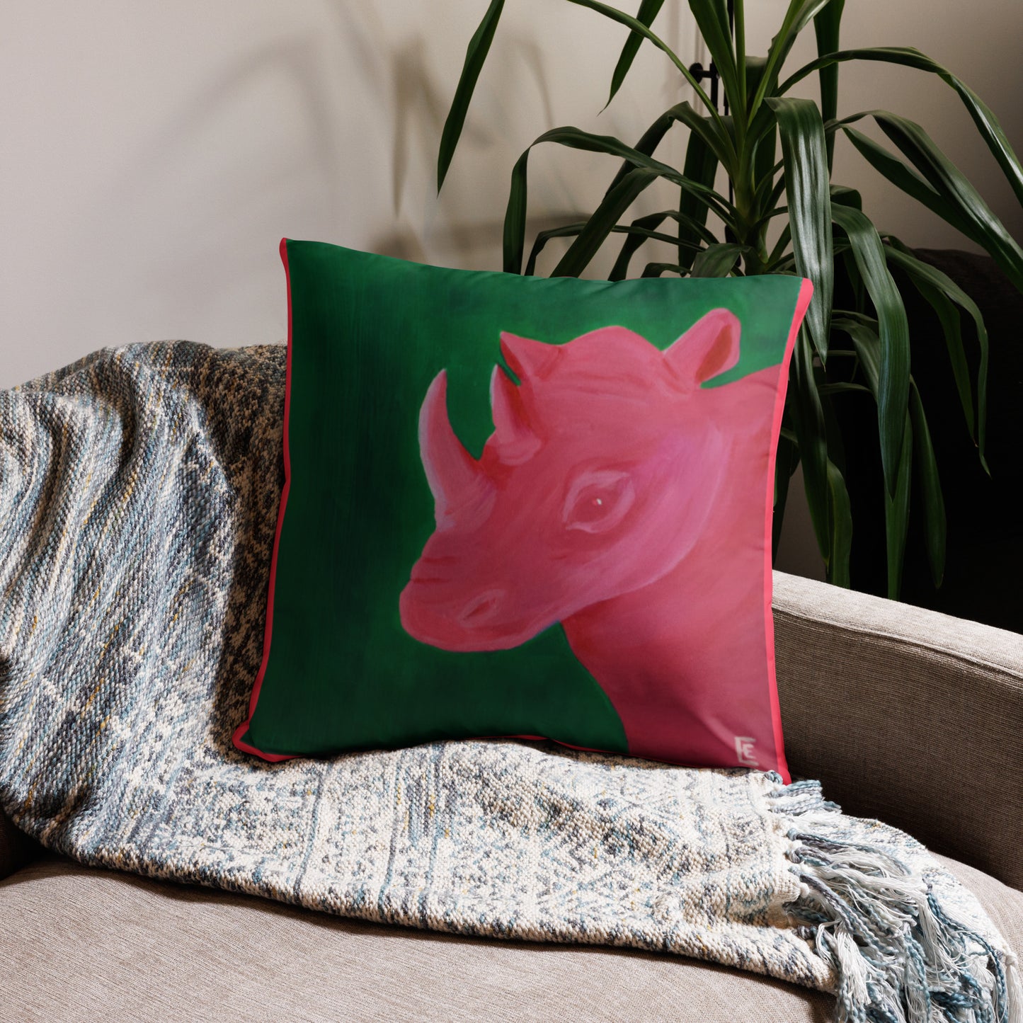 Watermelon Rhino Basic Pillow