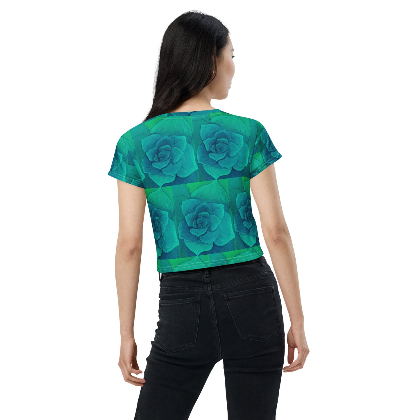 Succulent Aqua Crop Tee