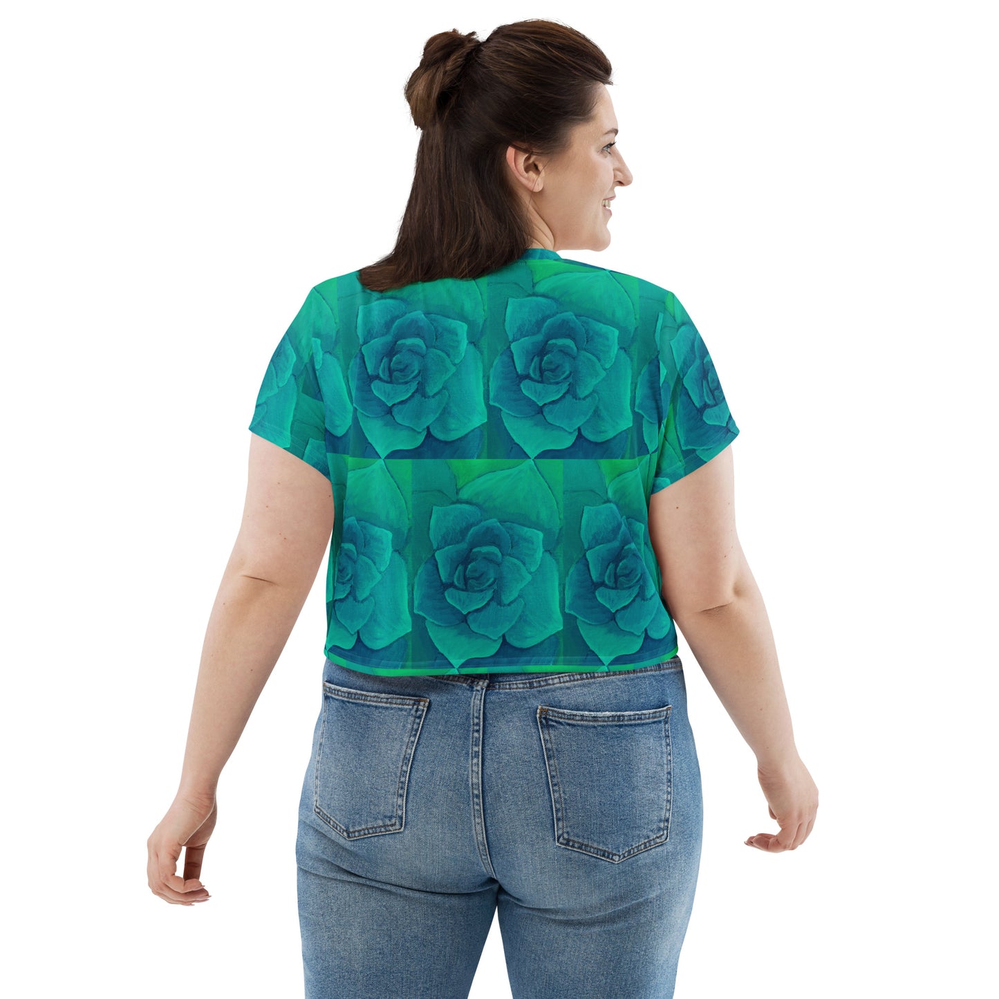 Succulent Aqua Crop Tee