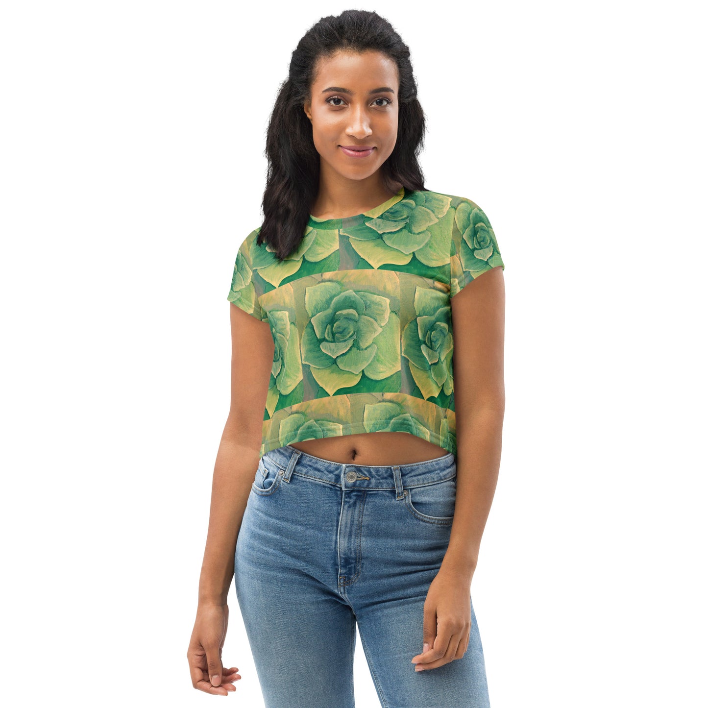 Succulent Green Crop Tee