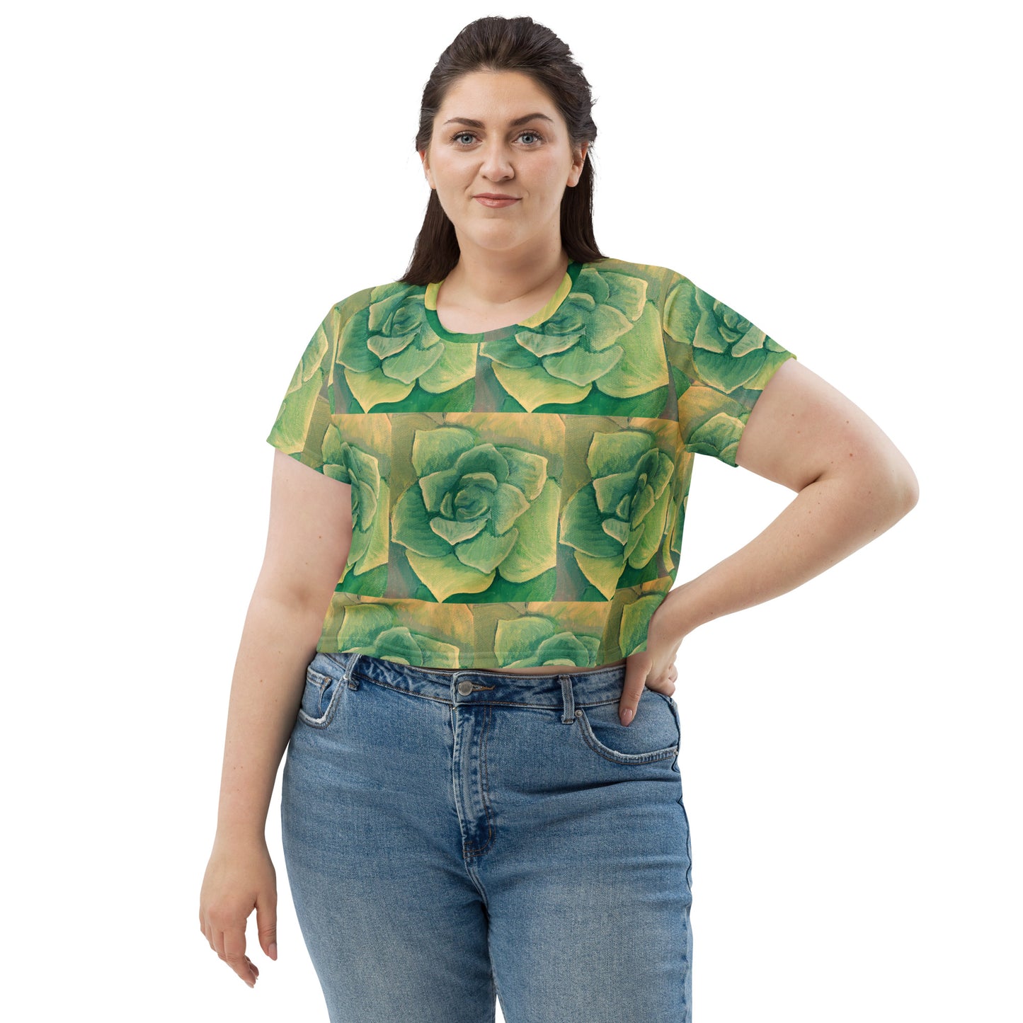 Succulent Green Crop Tee