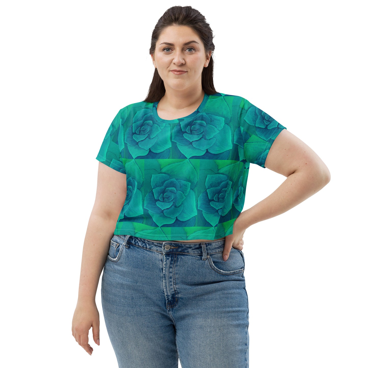 Succulent Aqua Crop Tee