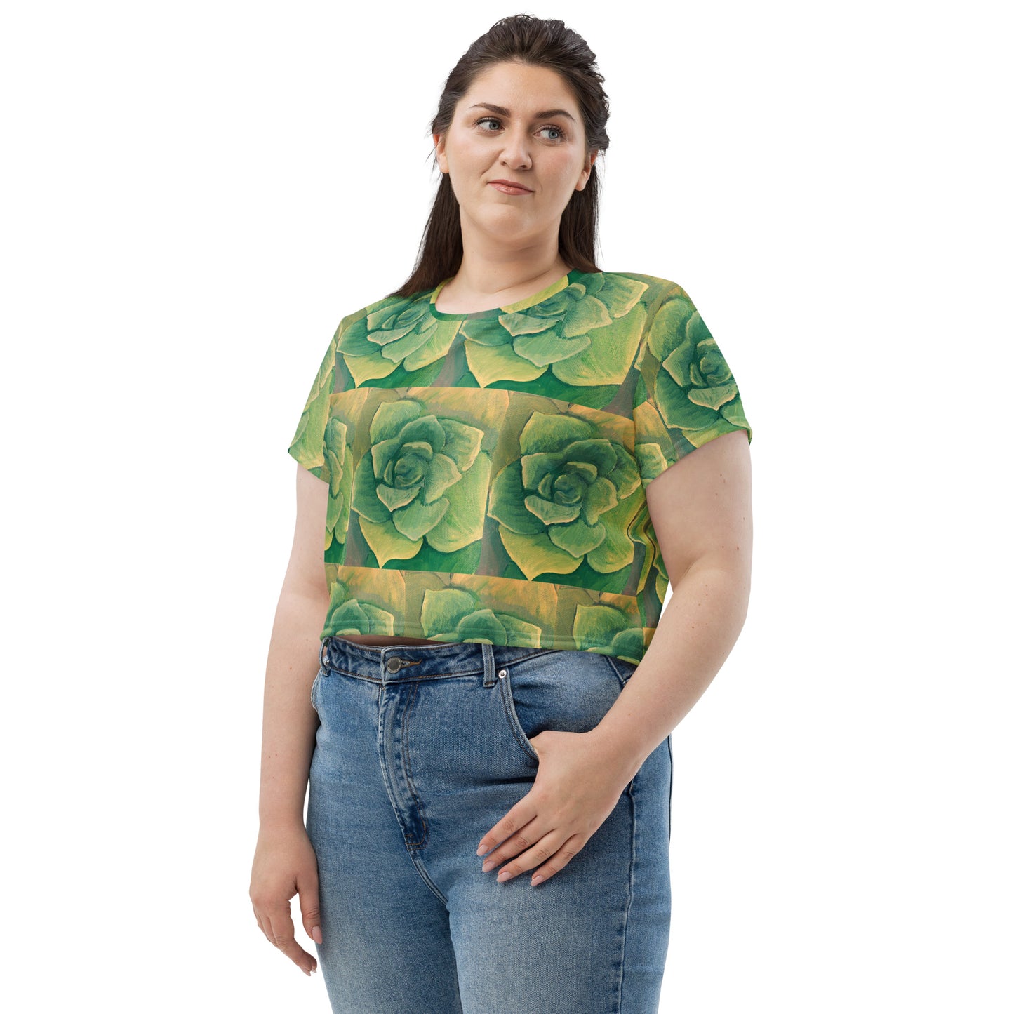 Succulent Green Crop Tee