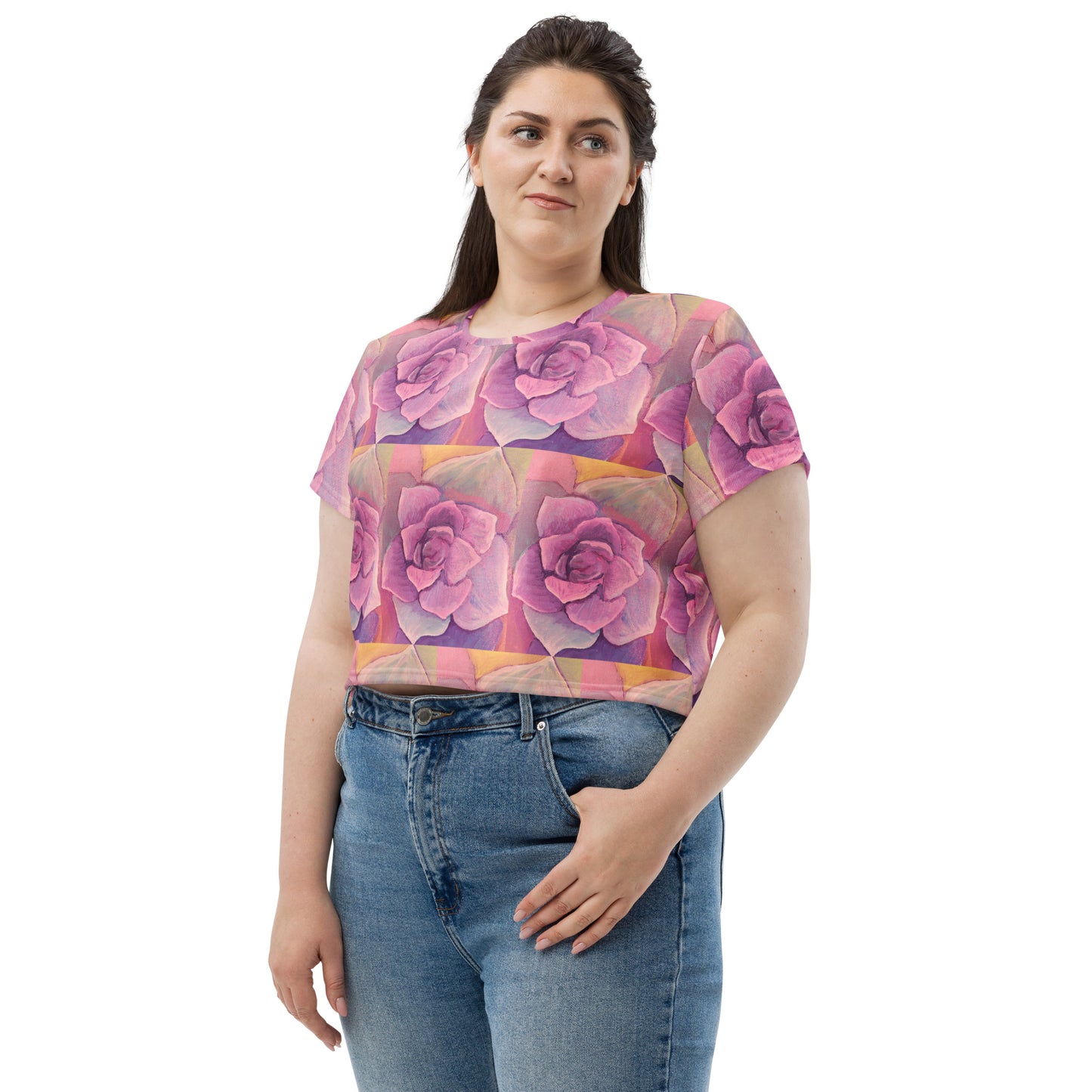 Succulent Pink Crop Tee