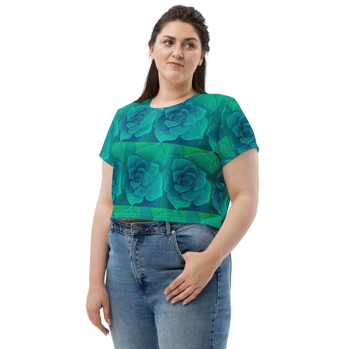 Succulent Aqua Crop Tee