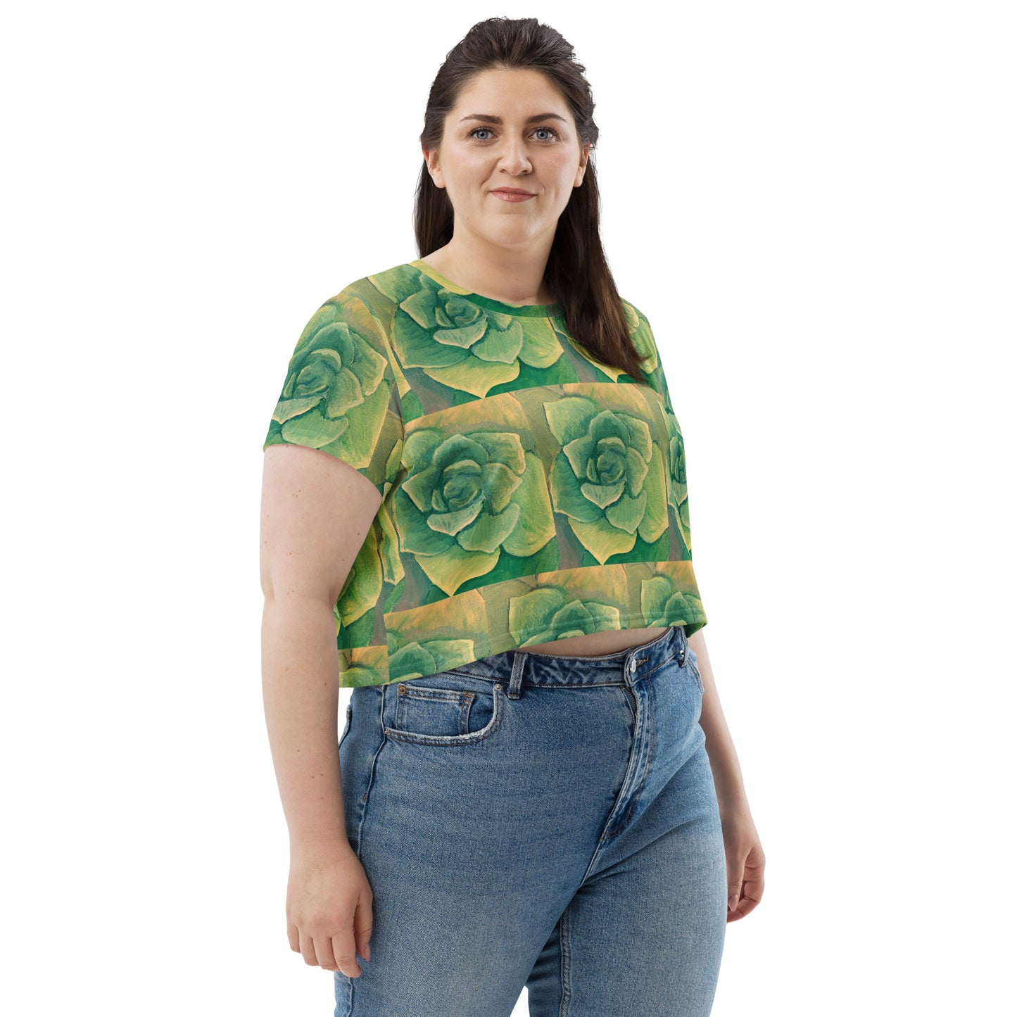 Succulent Green Crop Tee