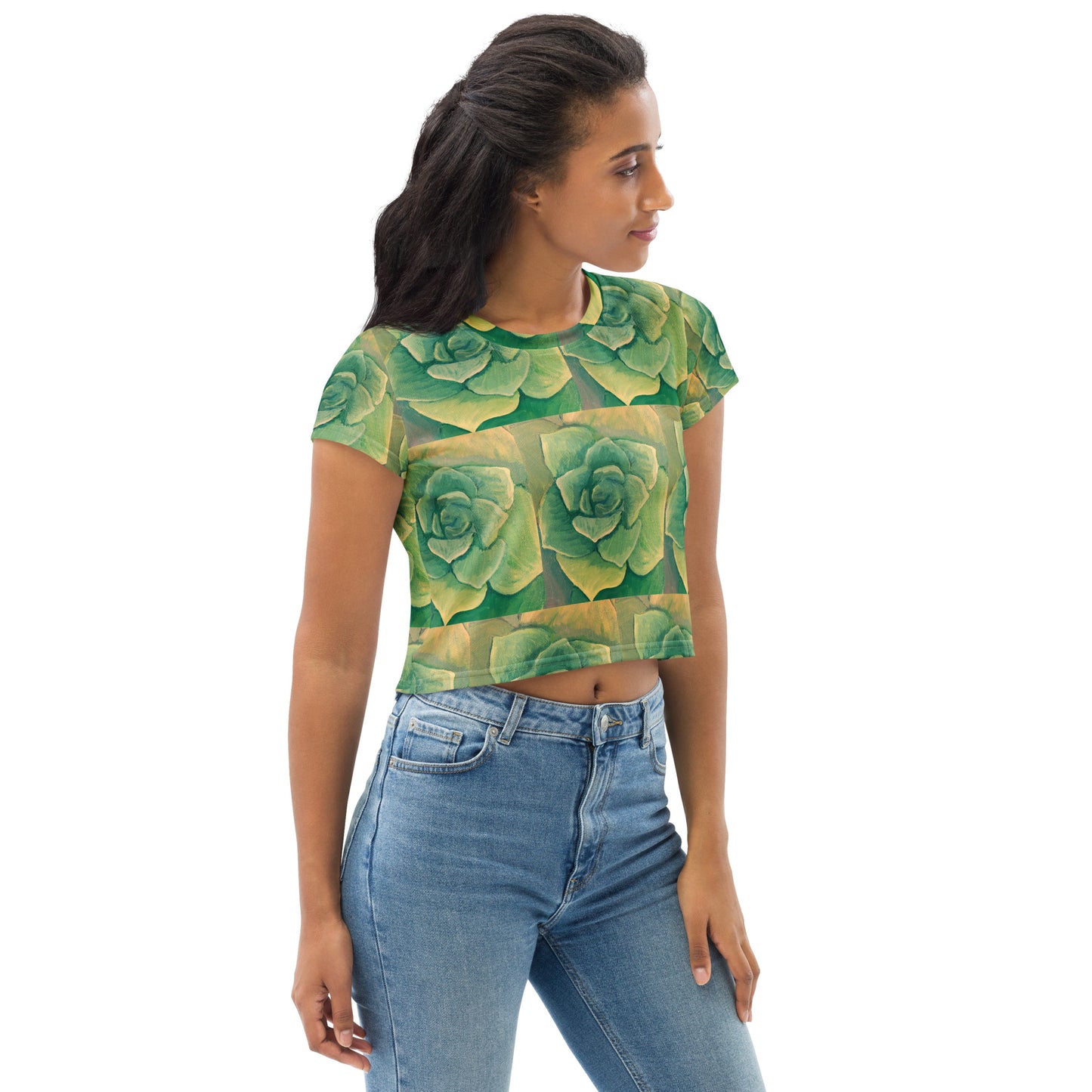 Succulent Green Crop Tee