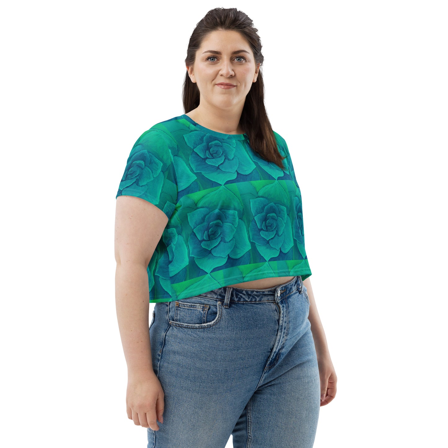 Succulent Aqua Crop Tee