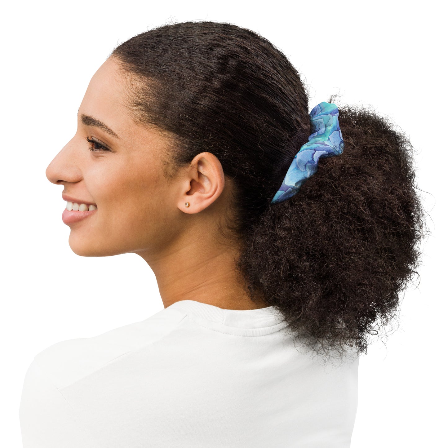 Succulent Aqua Recycled Scrunchie