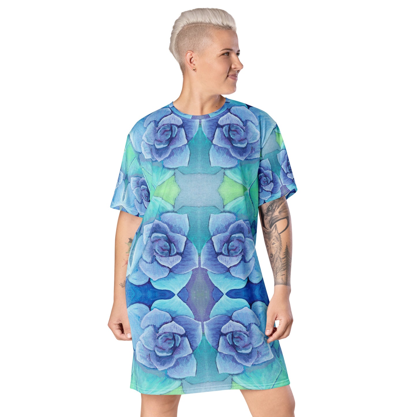 Succulent Aqua T-shirt dress