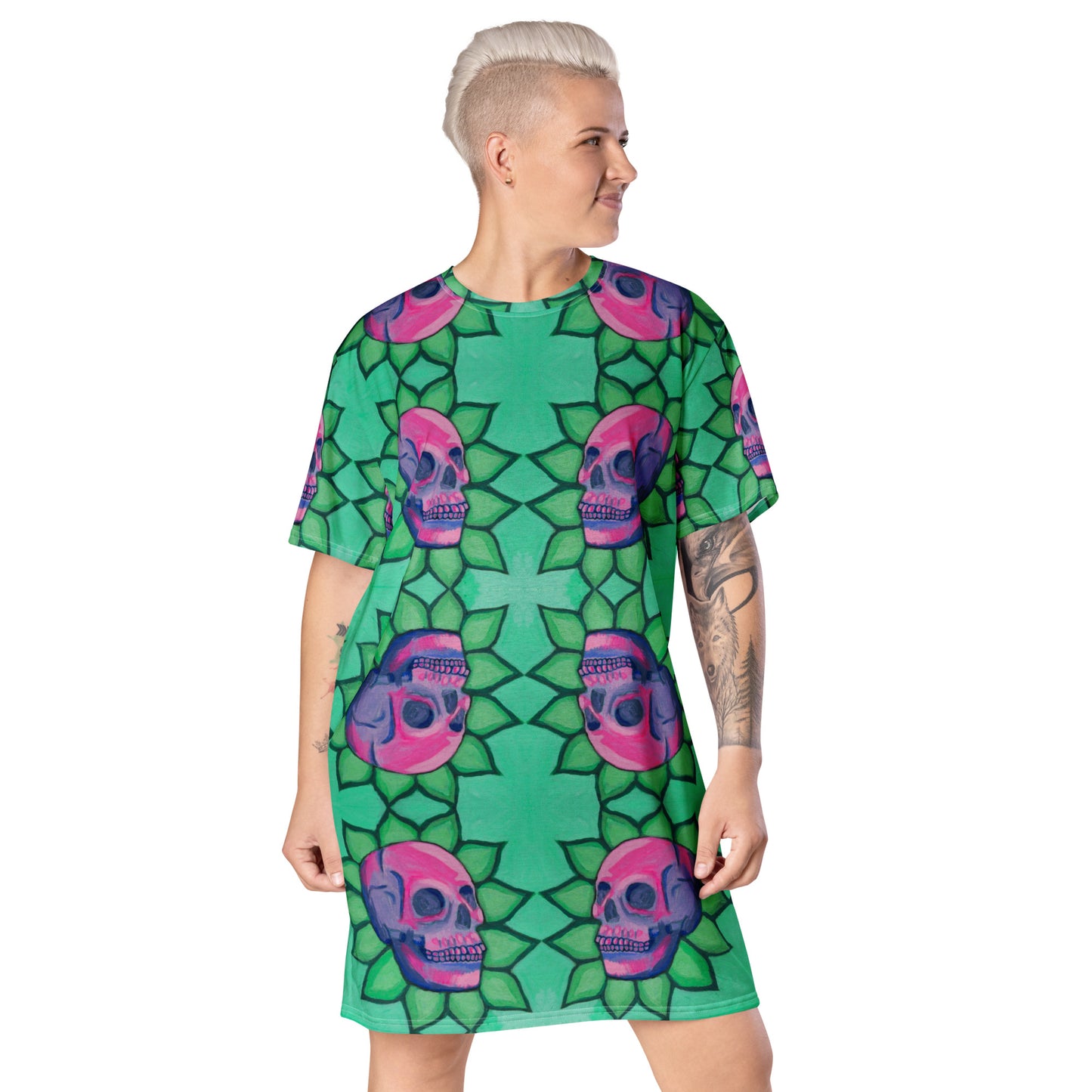 Blooming Skull T-shirt dress