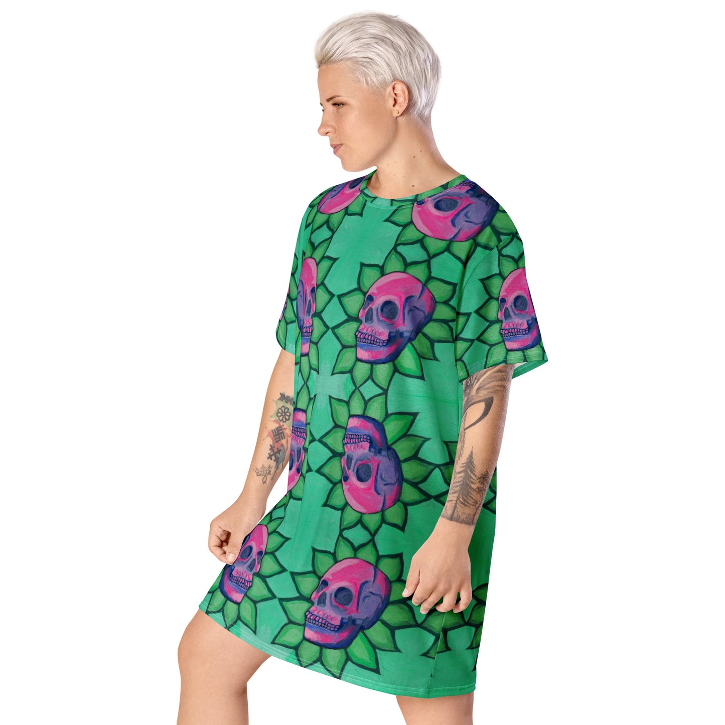 Blooming Skull T-shirt dress