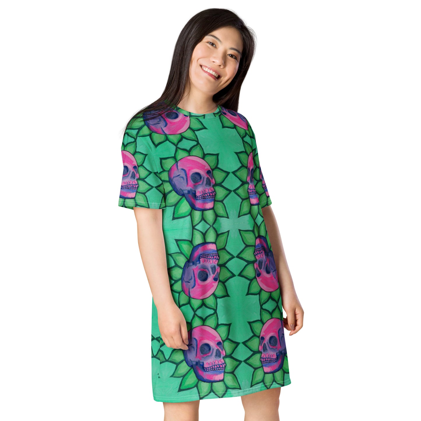 Blooming Skull T-shirt dress