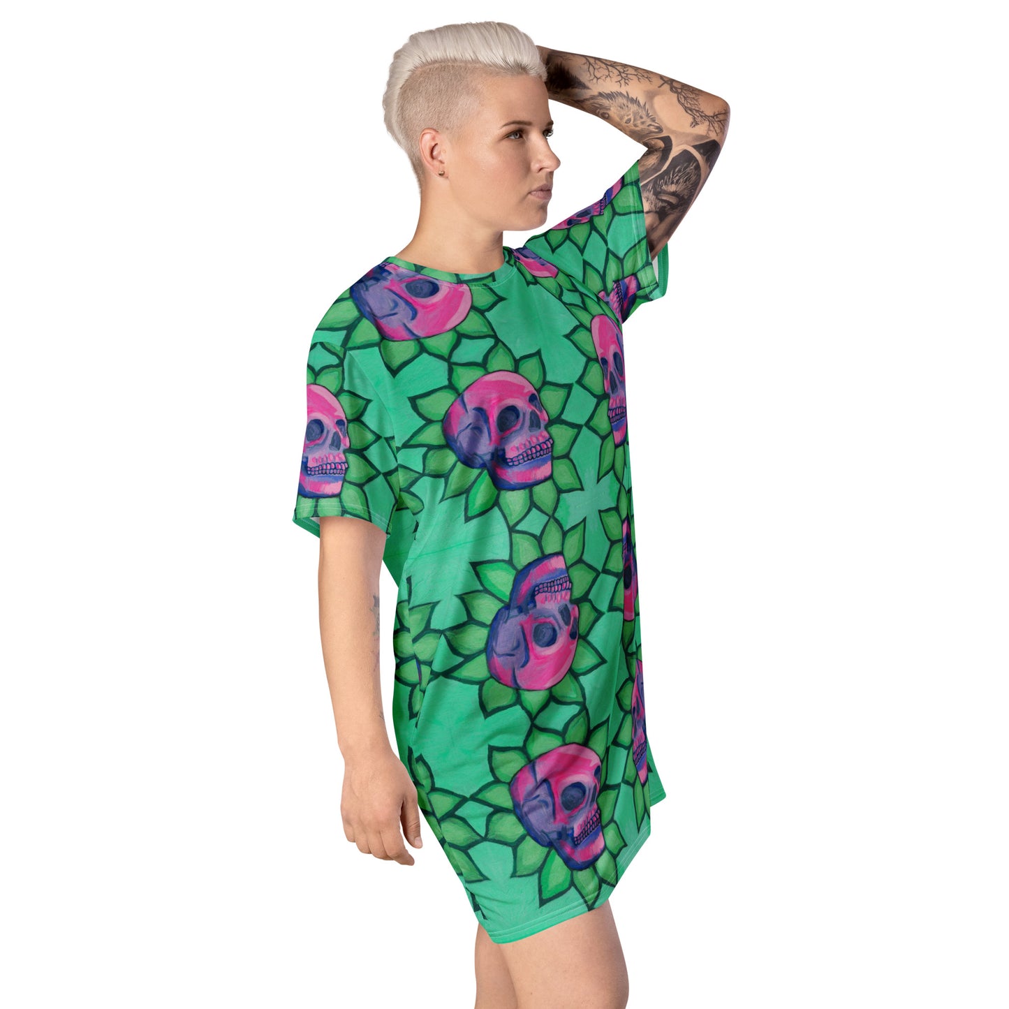 Blooming Skull T-shirt dress