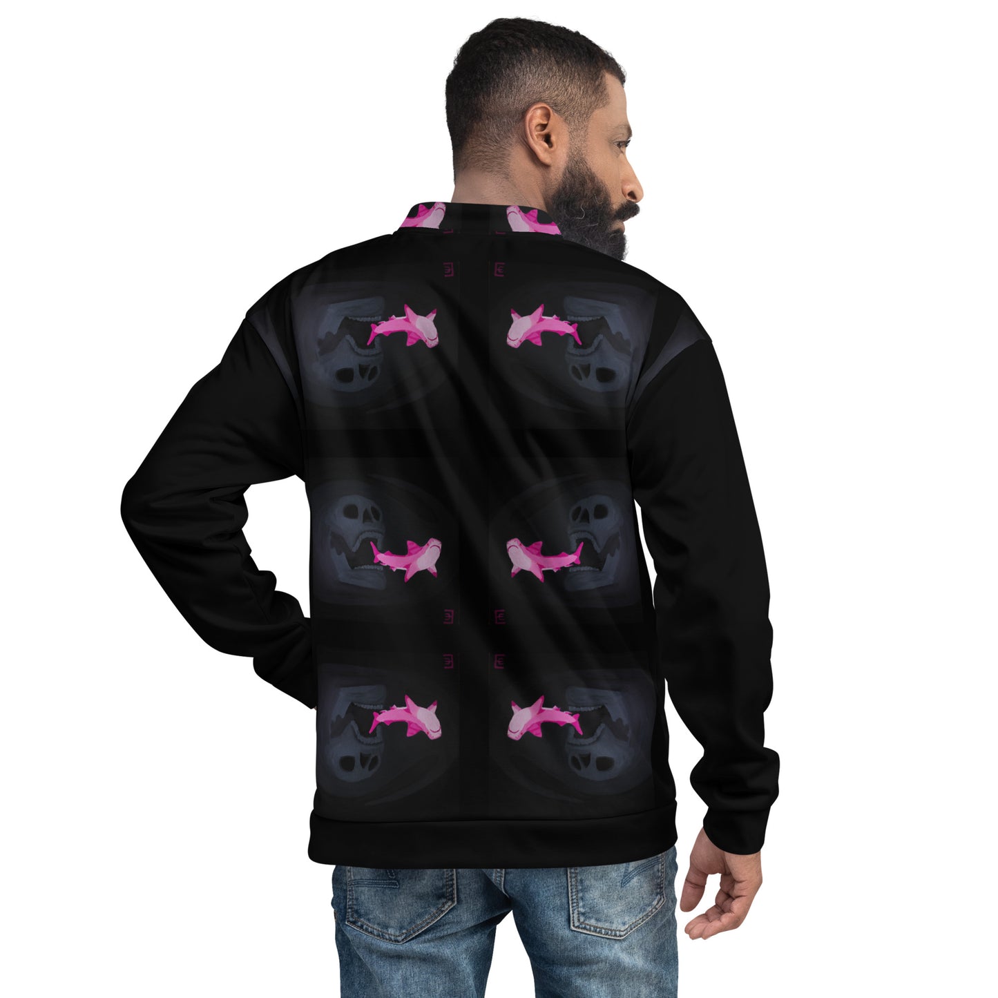 Skull chasing Shark Bomber Jacket