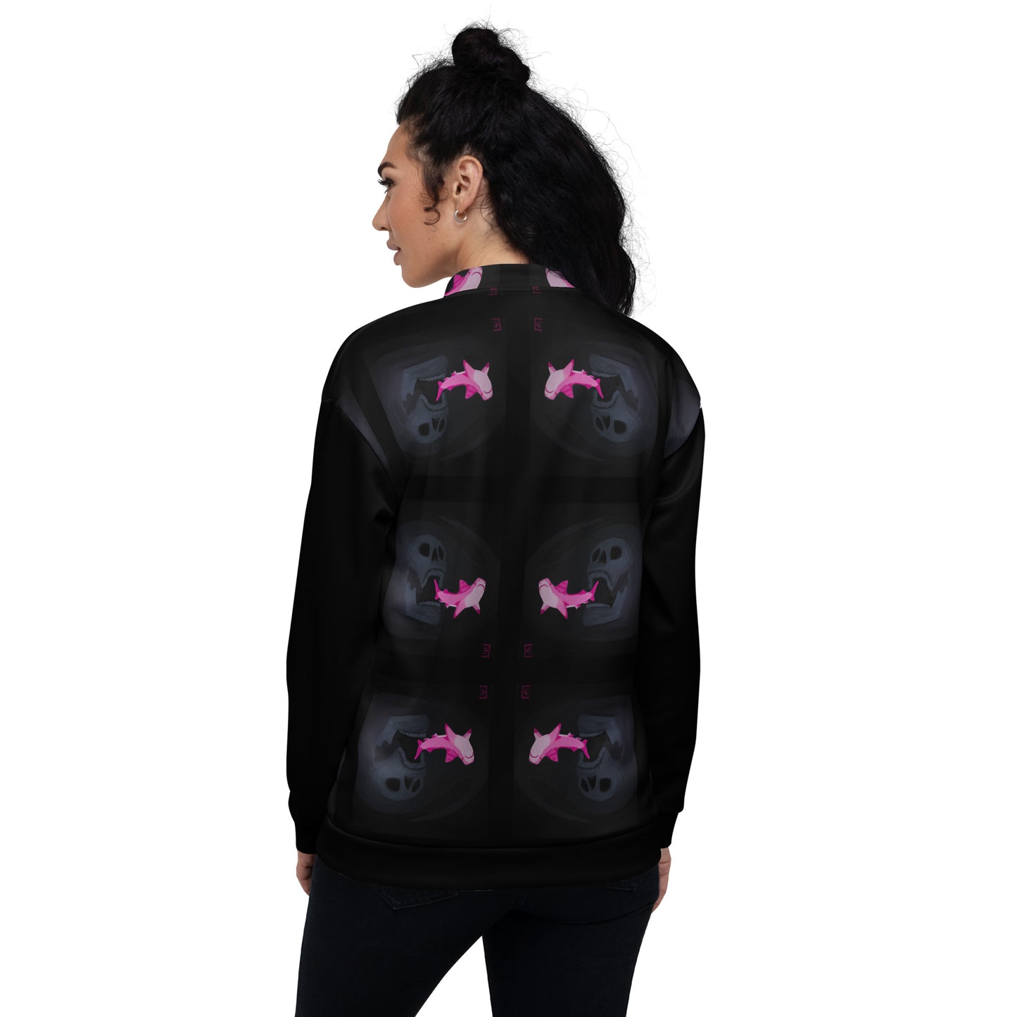 Skull chasing Shark Bomber Jacket