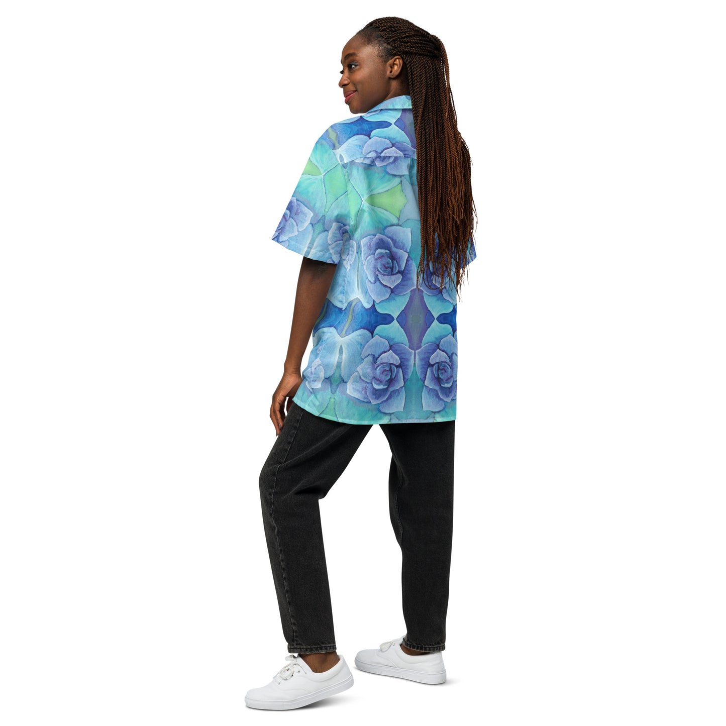 Succulent Aqua Unisex button shirt