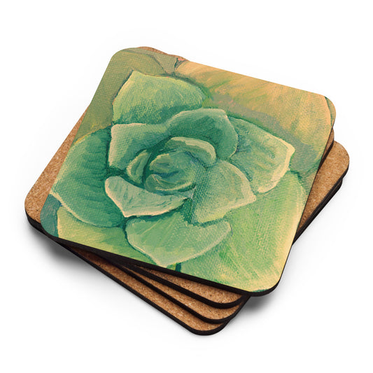 Succulent Green Cork-back coaster