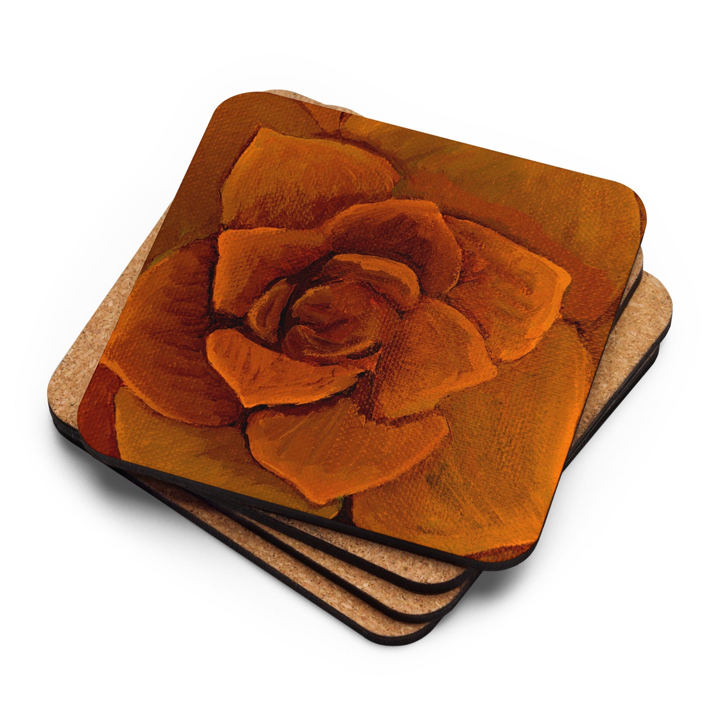 Succulent Orange Cork-back coaster