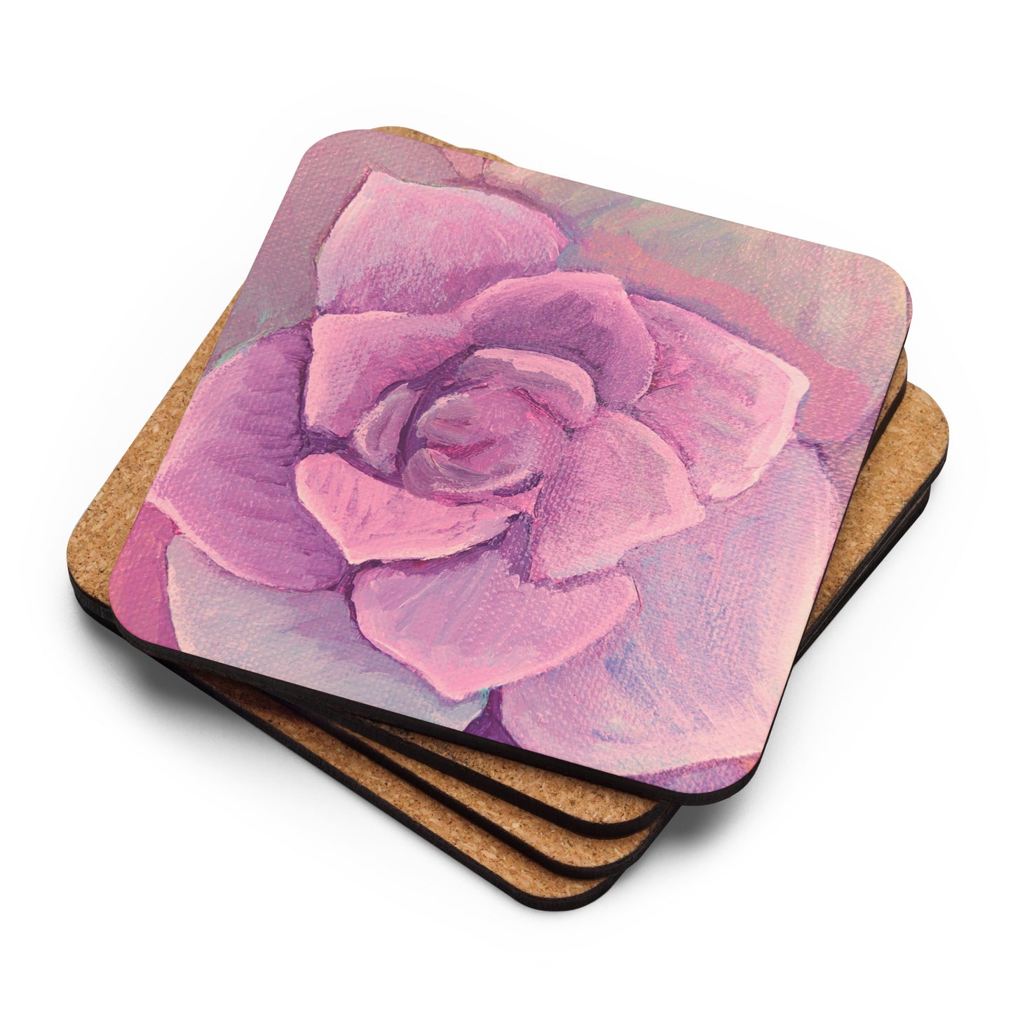 Succulent Pink Cork-back coaster