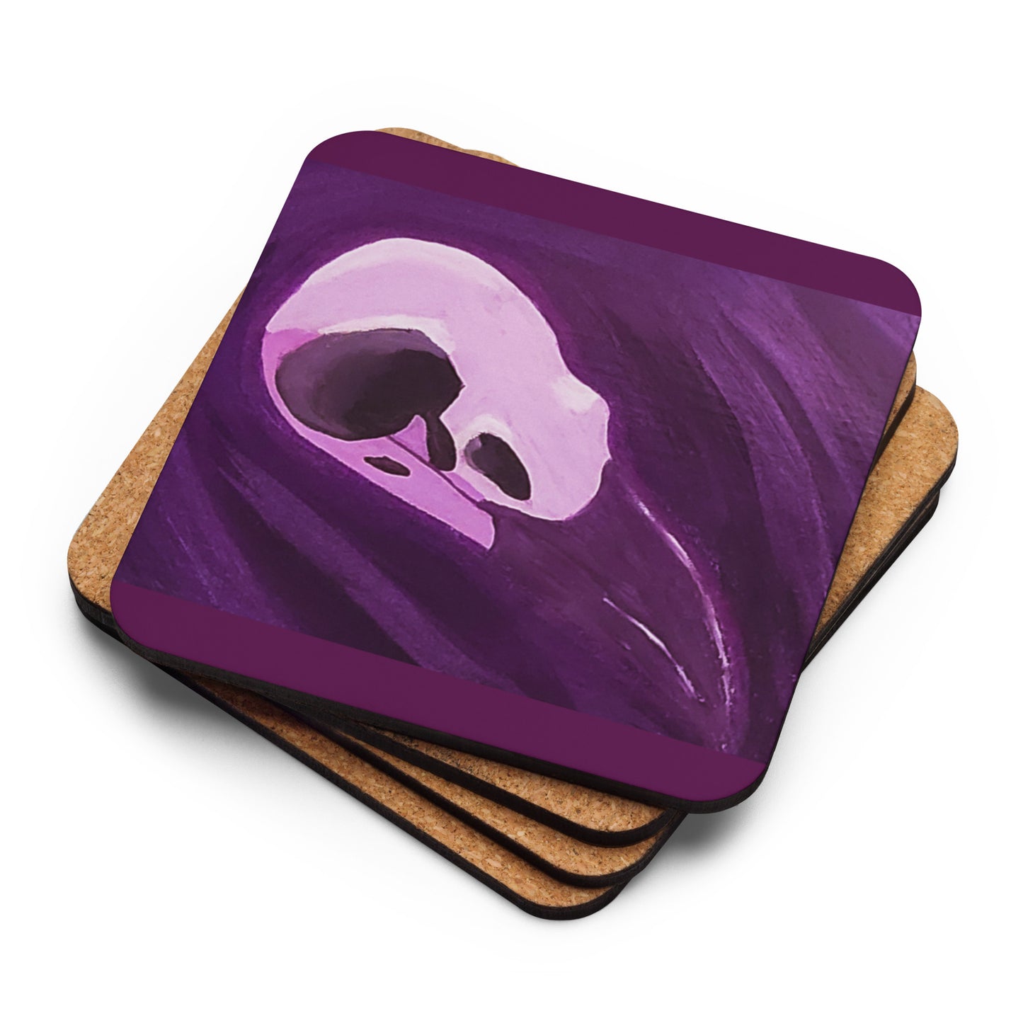 Raven Skull Cork-back coaster