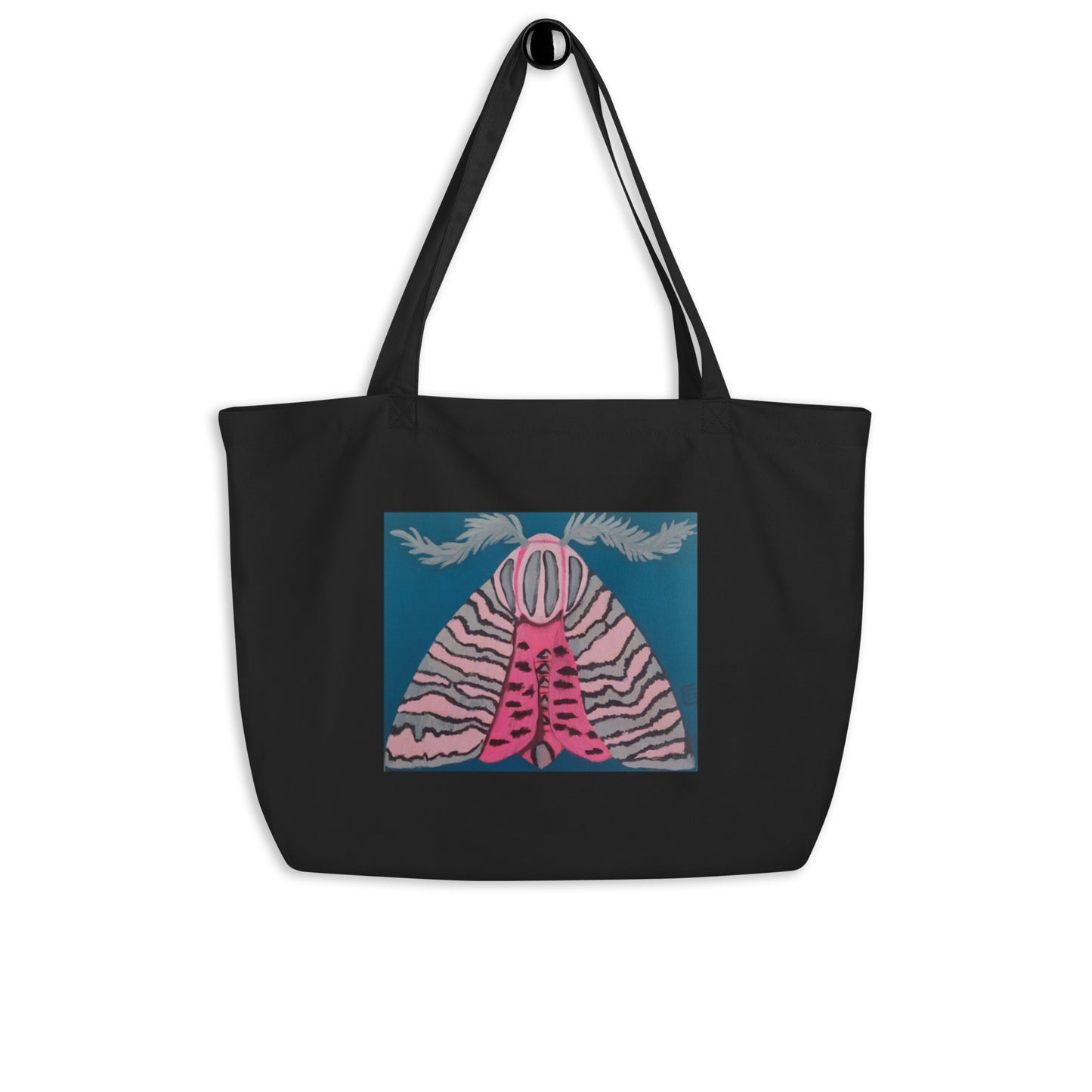 Pink Moth Large organic tote bag