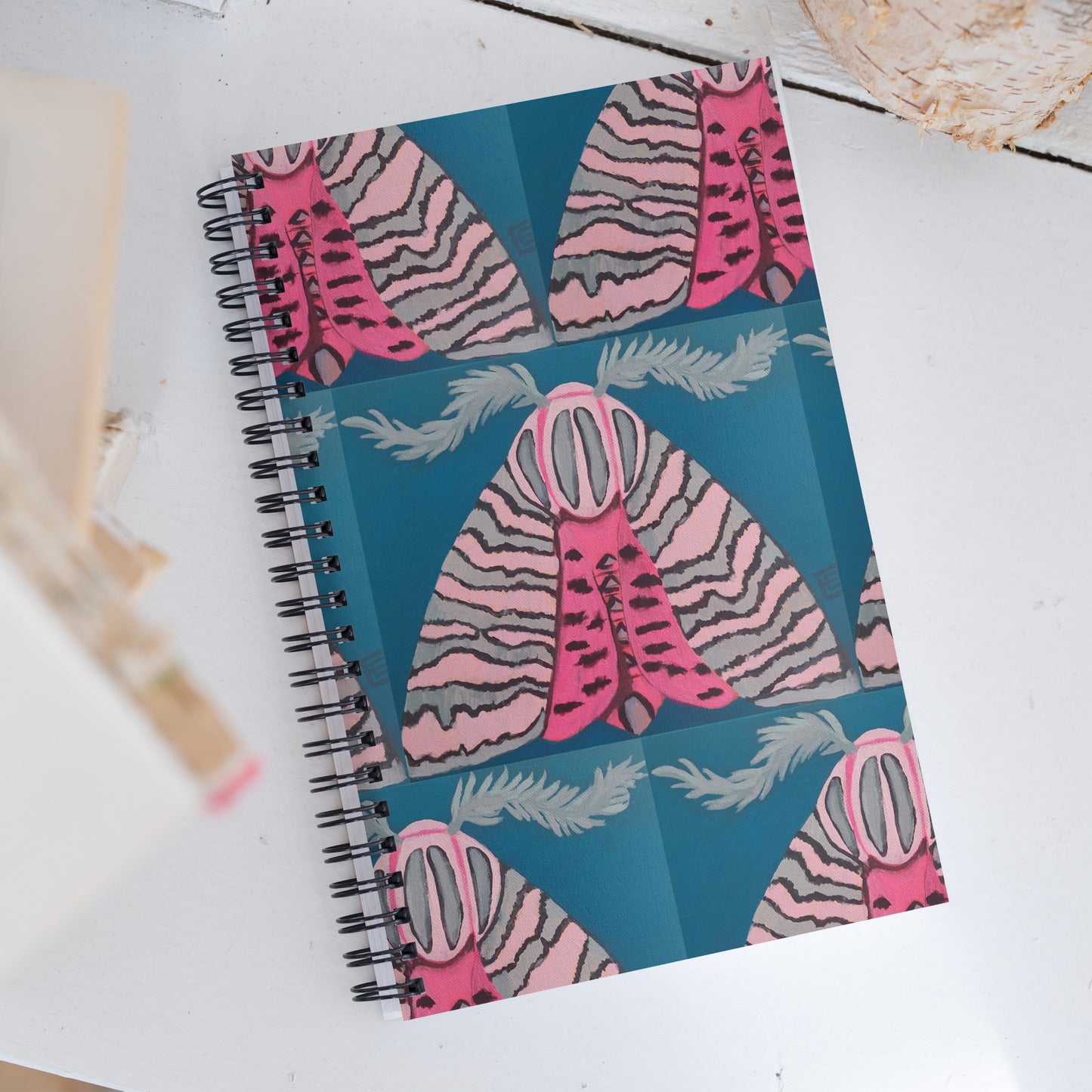 Pink Moth Spiral notebook