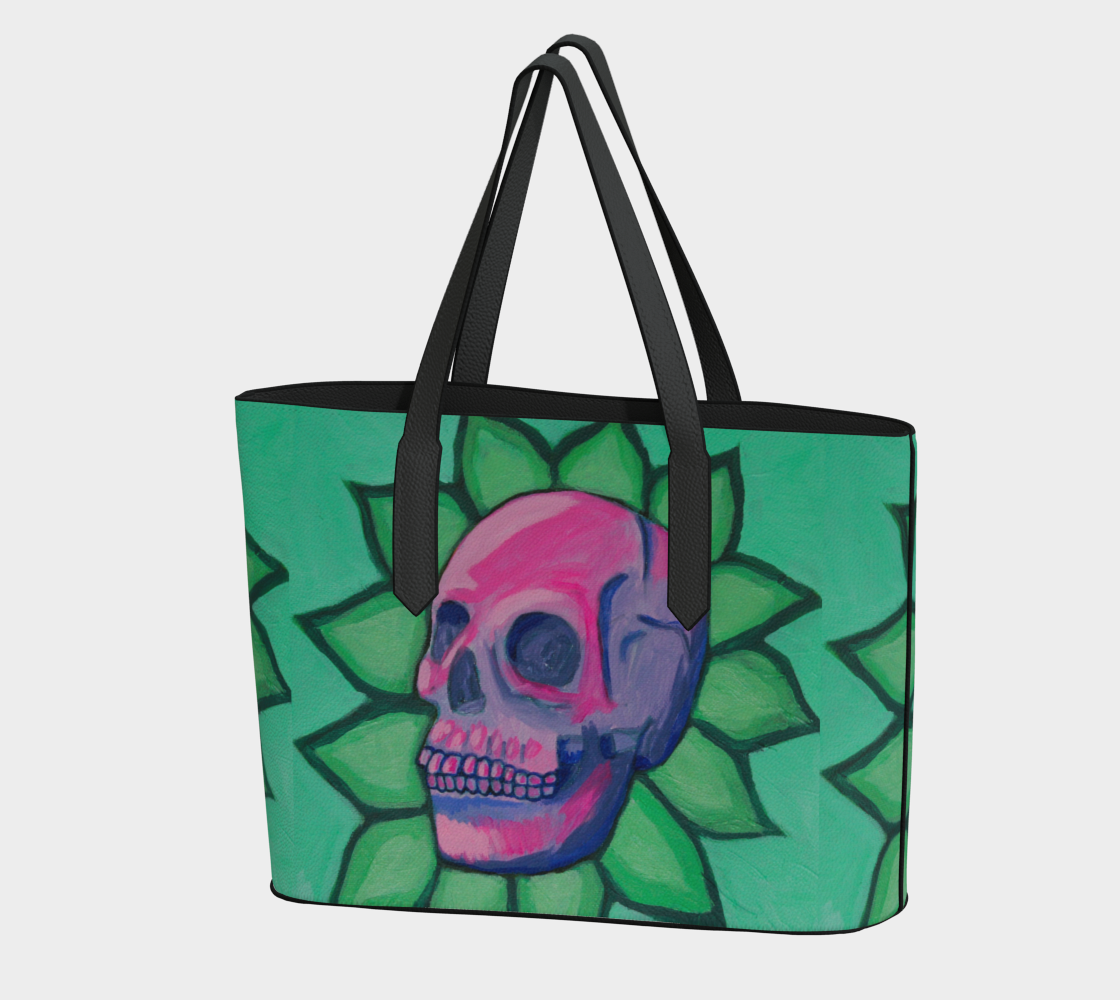 Blooming Skull Vegan Leather Tote