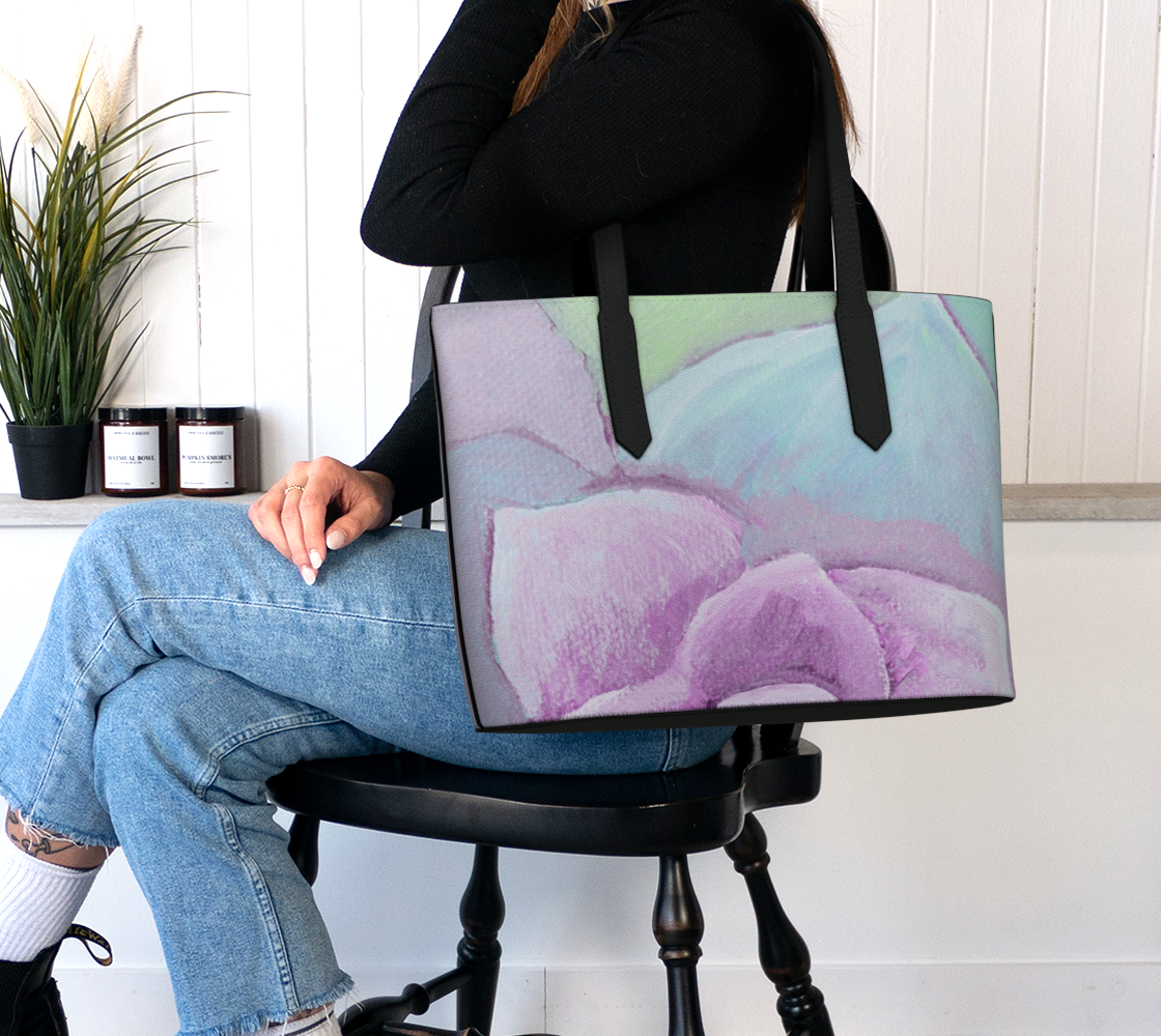 Succulent Pastel Vegan Leather Tote Bag