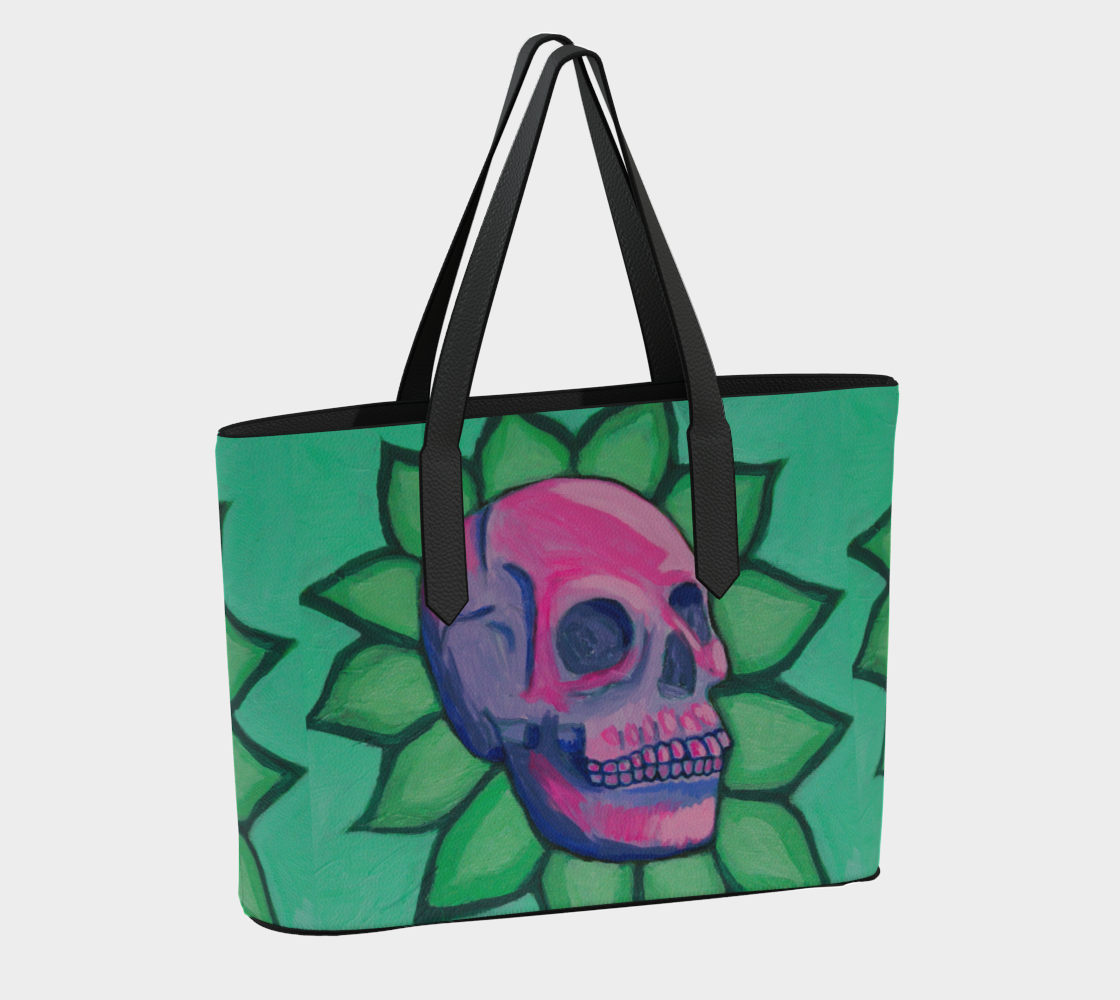 Blooming Skull Vegan Leather Tote