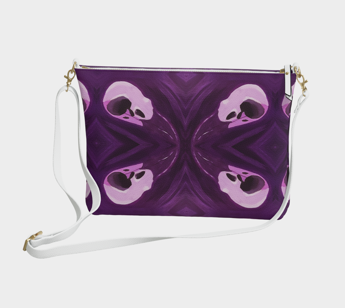 Raven Skull Vegan Leather Crossbody Purse