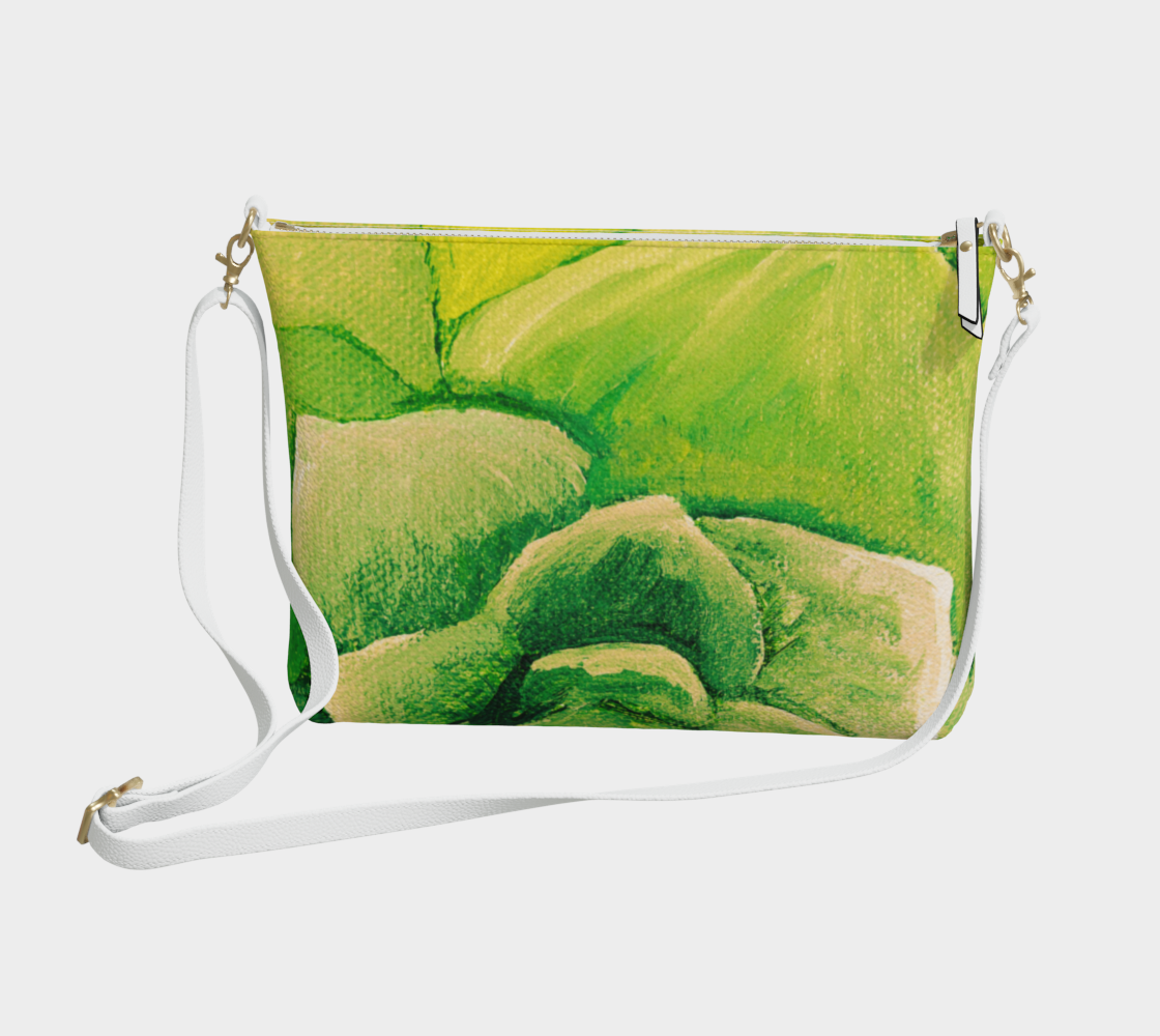 Succulent Light Green Vegan Leather Crossbody Purse