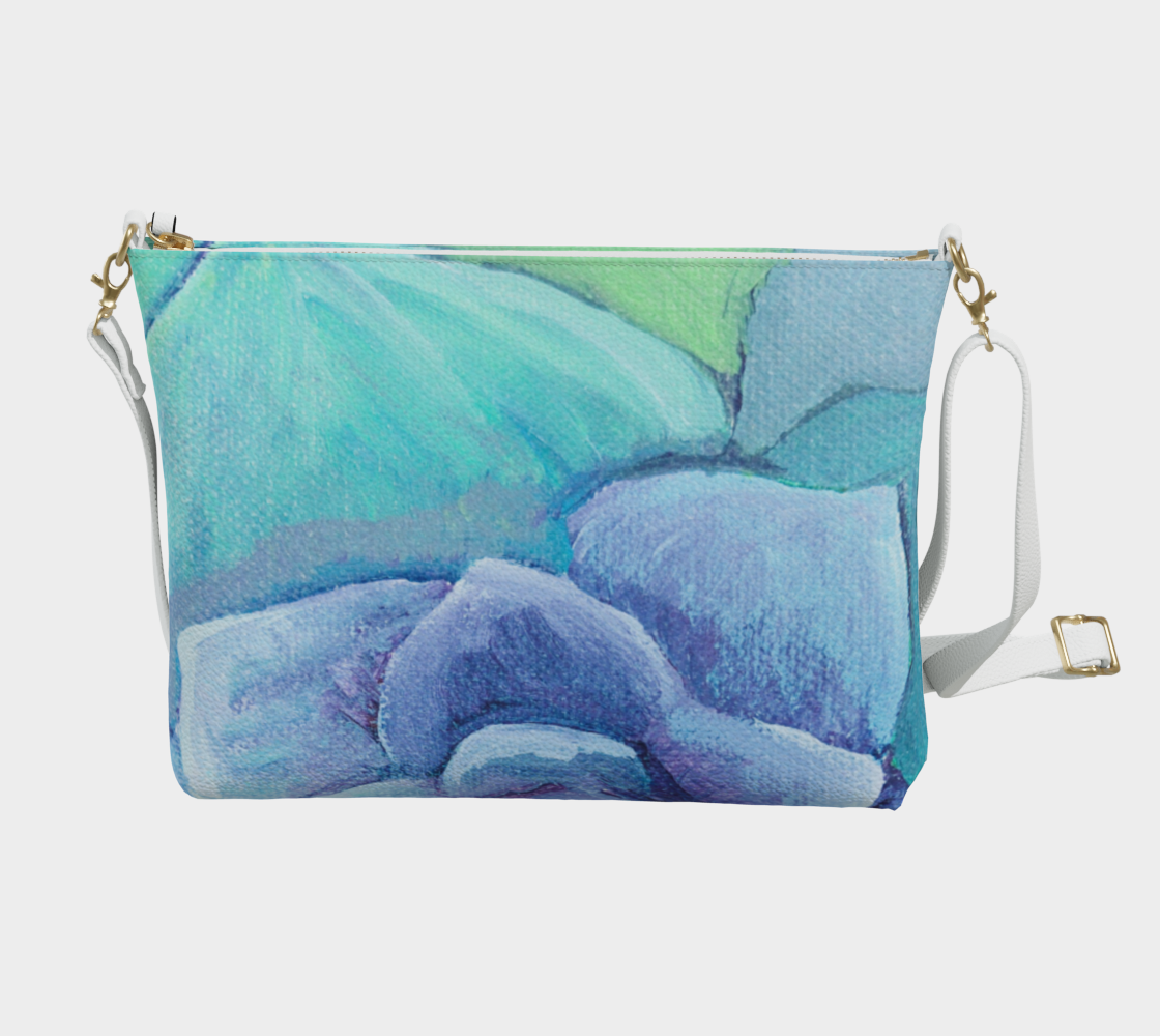 Succulent Aqua Vegan Leather Crossbody Purse