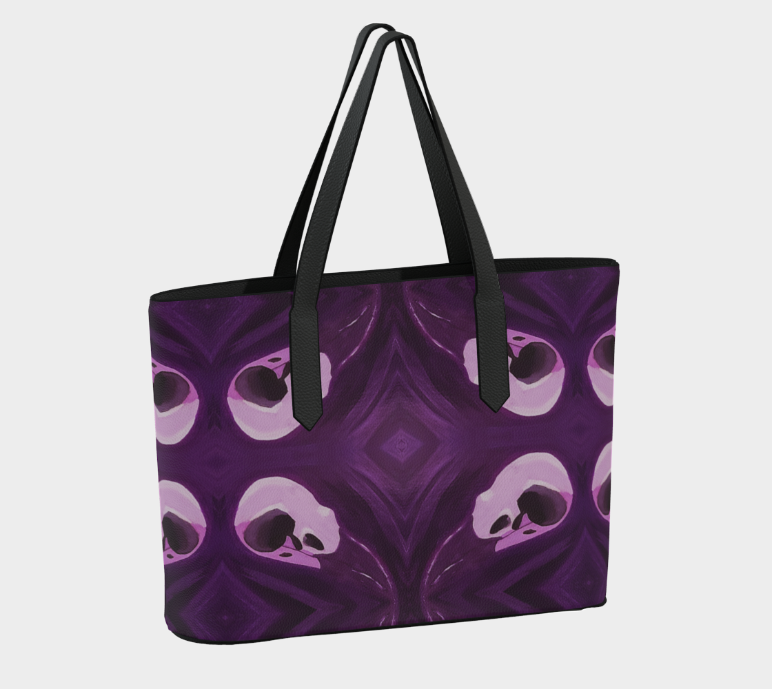 Raven Skull Vegan Leather Tote Bag