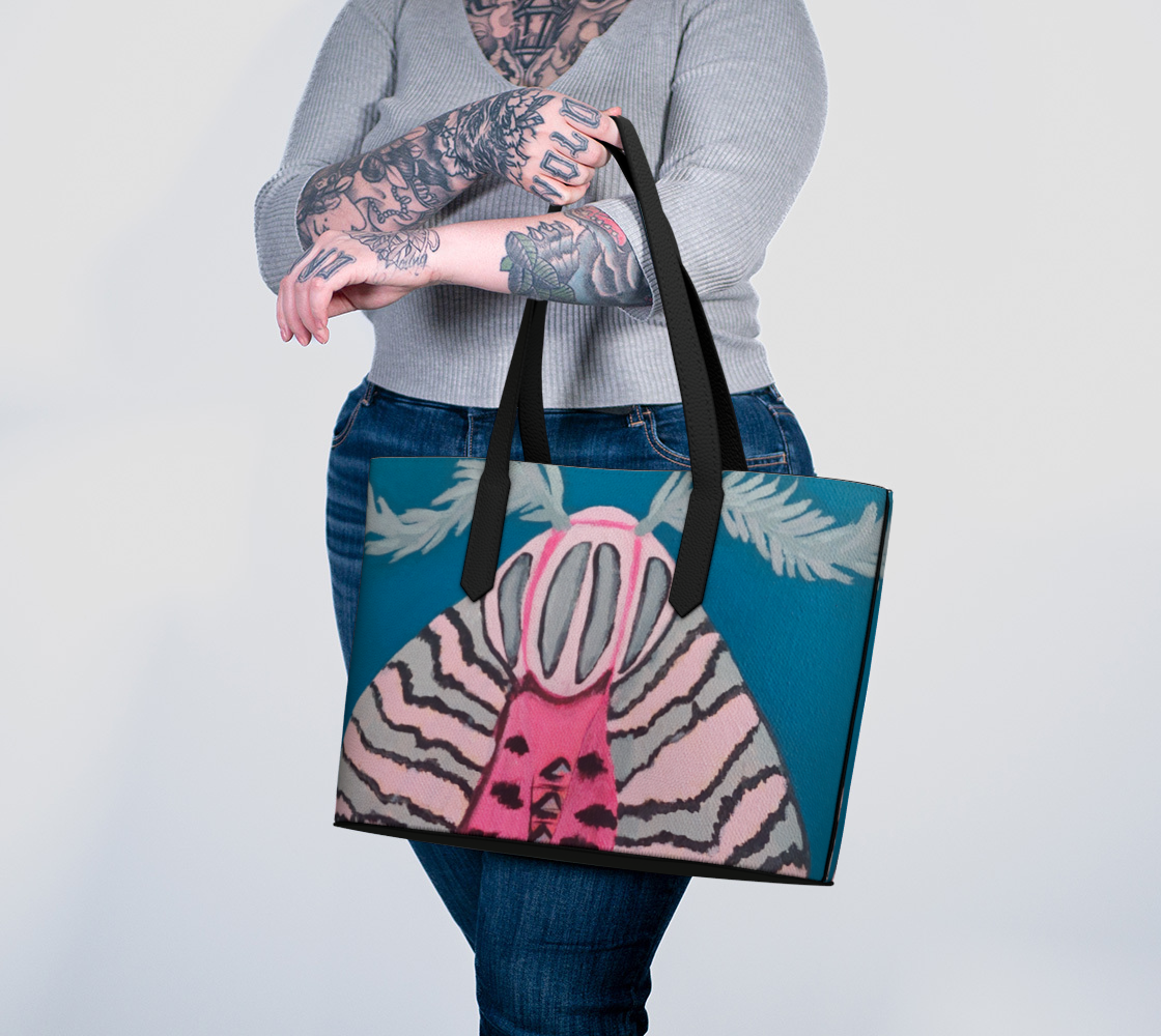 Pink Moth Vegan Leather Tote Bag