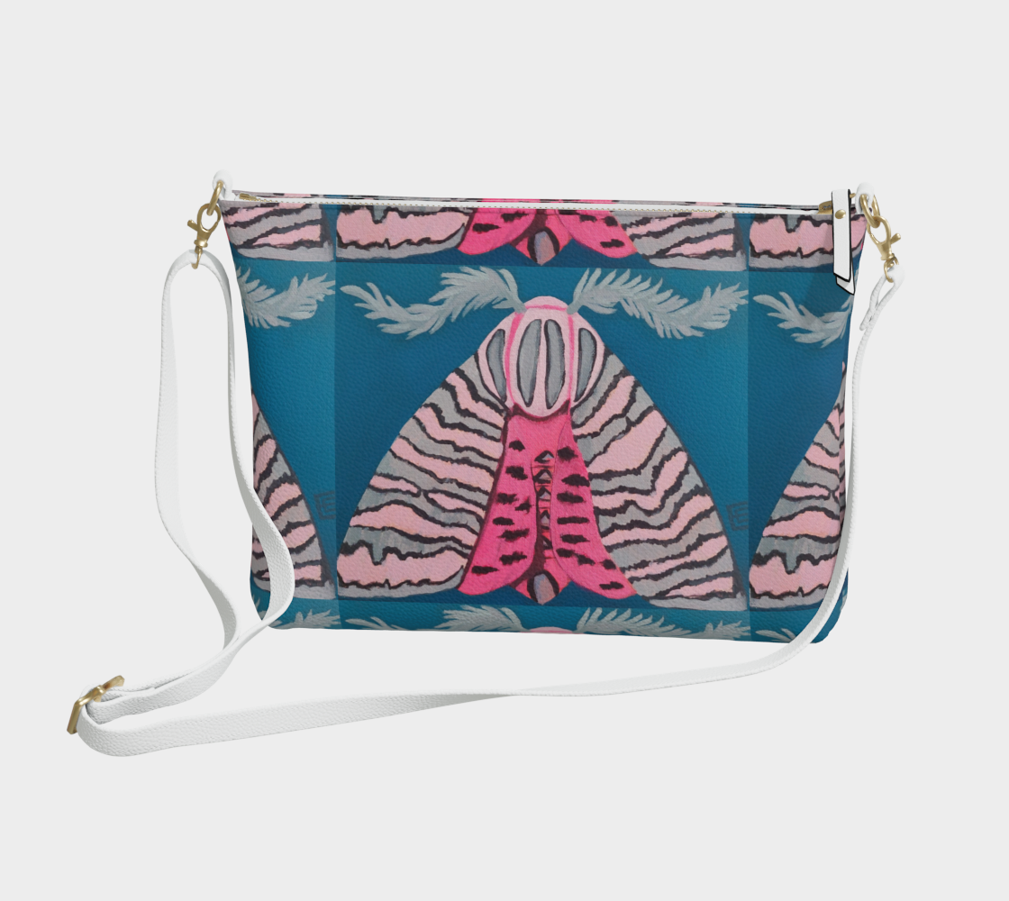 Pink Moth Vegan Leather Crossbody Purse