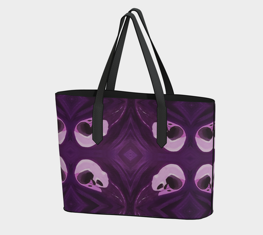 Raven Skull Vegan Leather Tote Bag