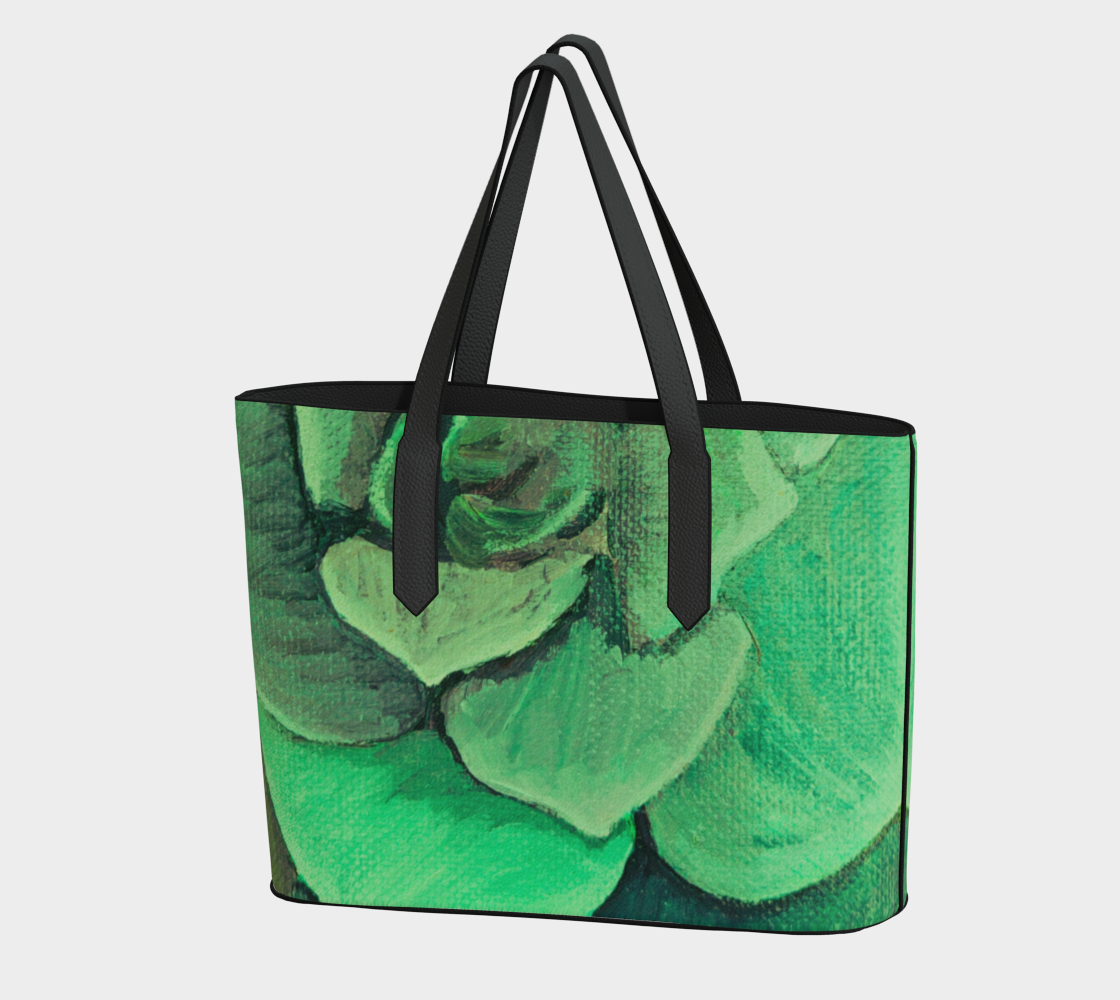 Succulent Emerald Vegan Leather Tote Bag