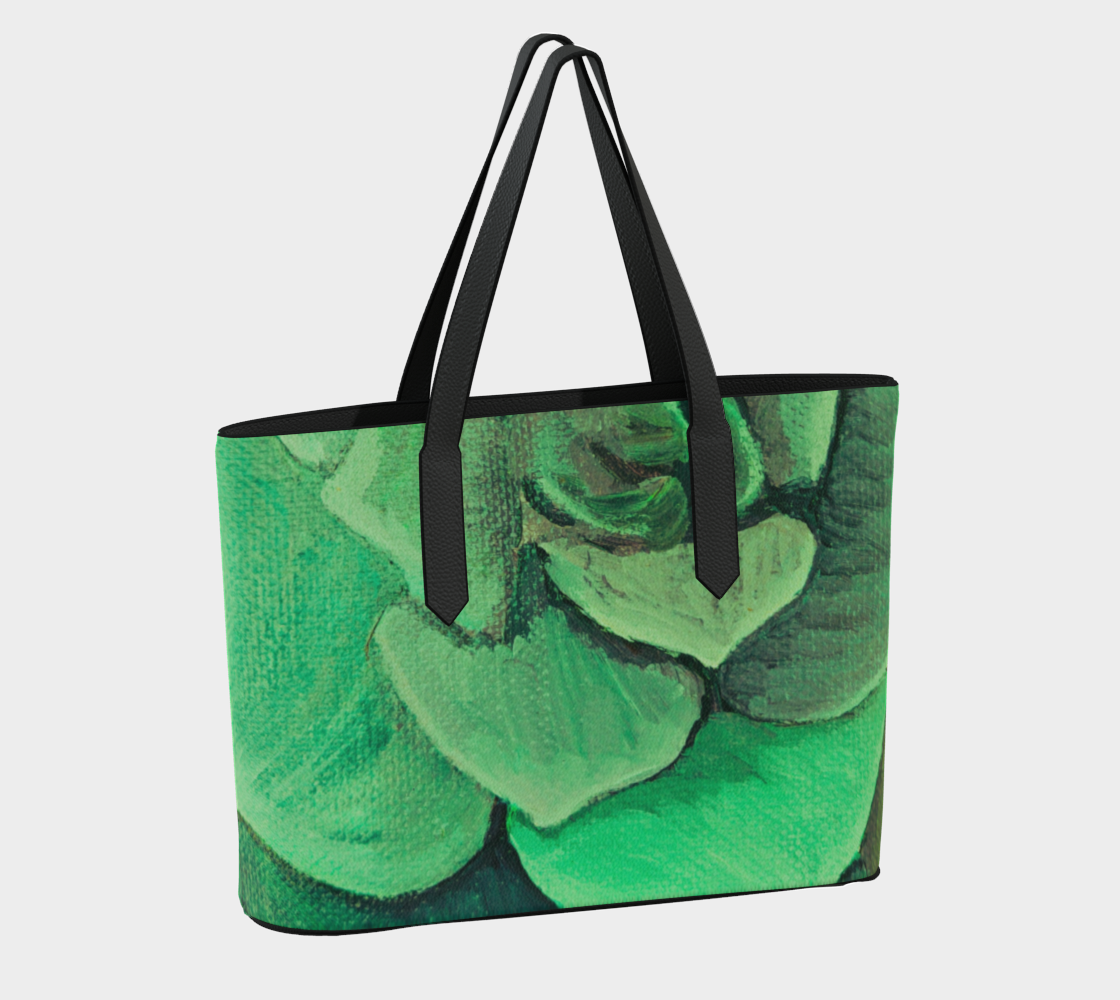 Succulent Emerald Vegan Leather Tote Bag