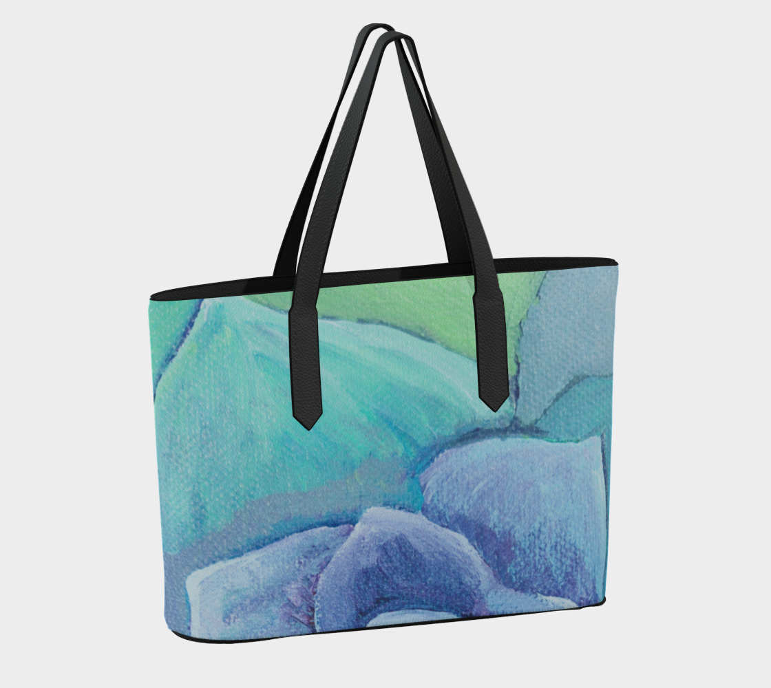 Succulent Aqua Vegan Leather Tote Bag