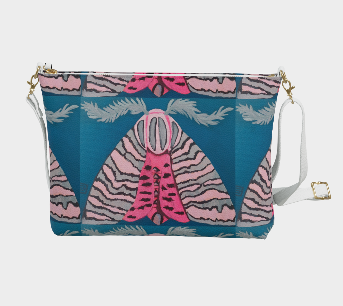 Pink Moth Vegan Leather Crossbody Purse