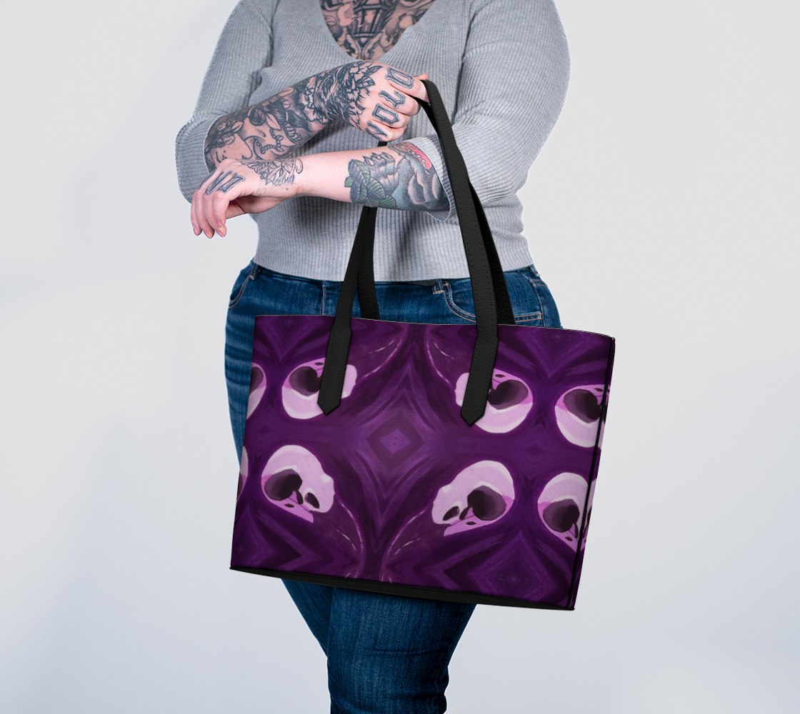 Raven Skull Vegan Leather Tote Bag