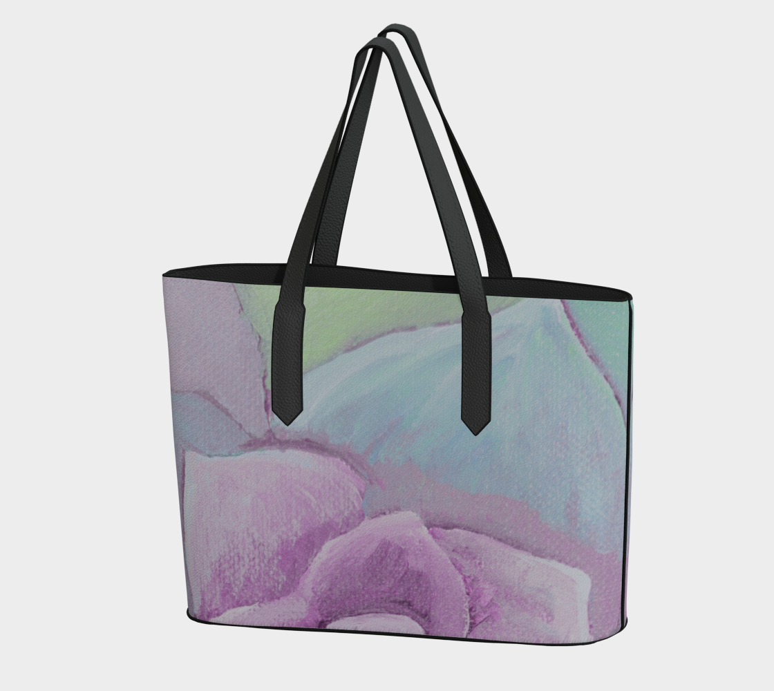 Succulent Pastel Vegan Leather Tote Bag