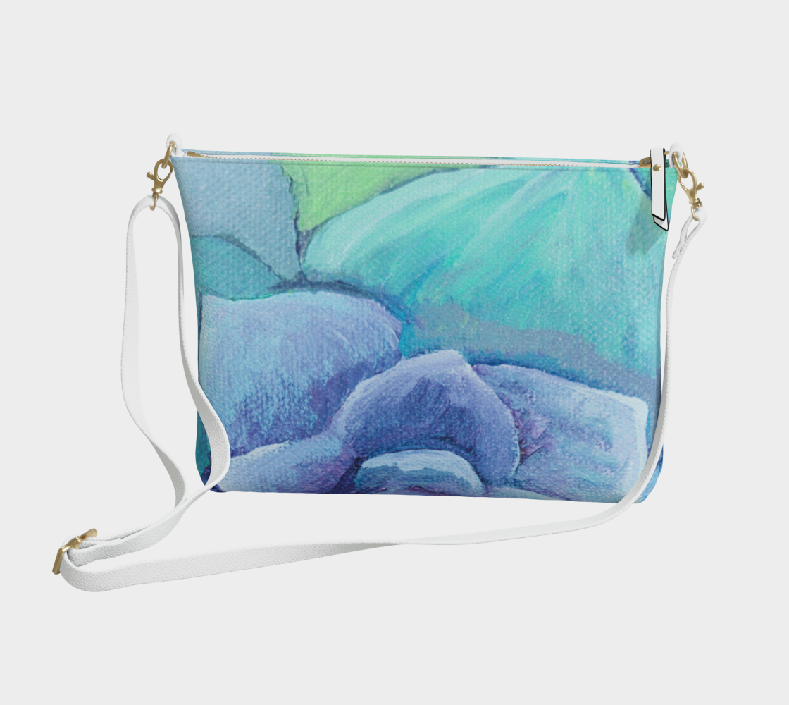 Succulent Aqua Vegan Leather Crossbody Purse