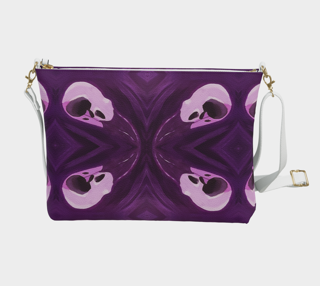 Raven Skull Vegan Leather Crossbody Purse